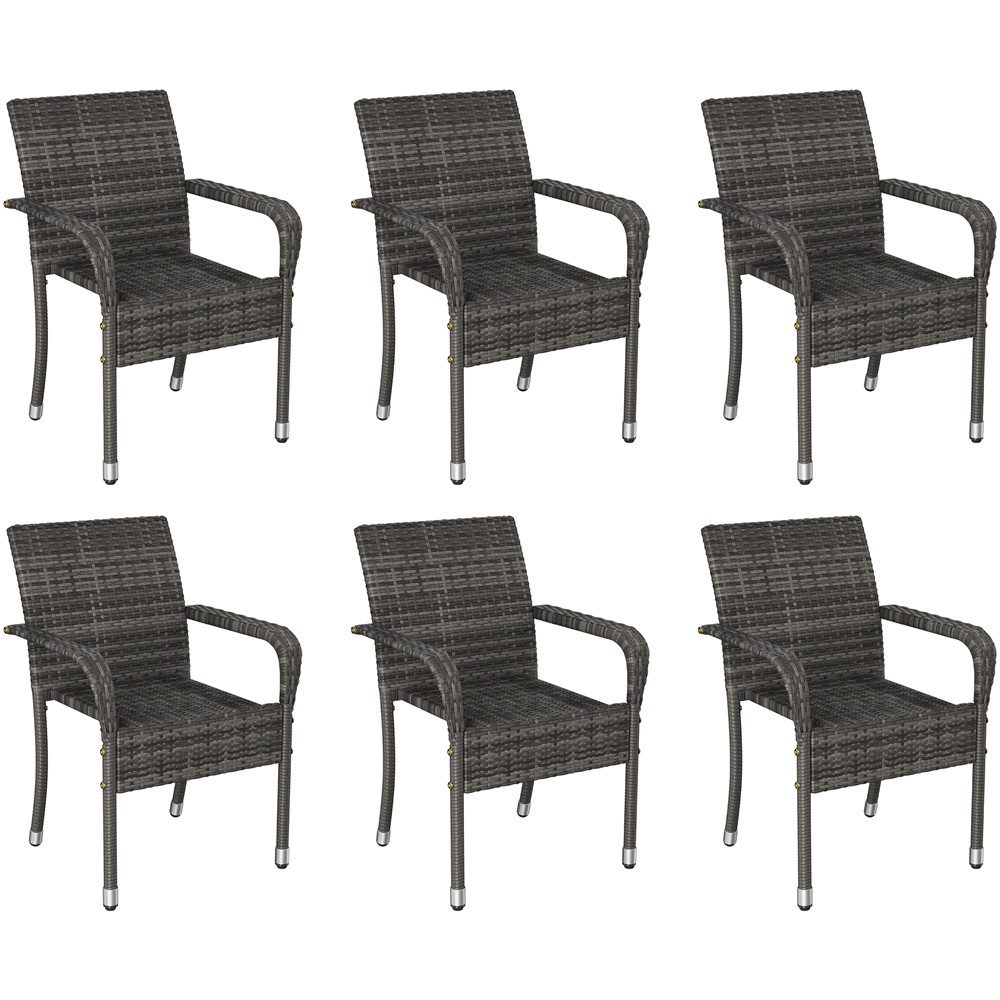 Yaheetech Gartenstuhl 2/4/6er-Set Esszimmerstuhl Rattan-Optik mit Metallbeinen (6 St), Küchenstuhl fürs Esszimmer/Balkon/Terrasse