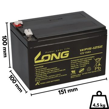 Kung Long Kung Long Akku 12V 15Ah WP15-12SE Batterie AGM zyklenfest Elektromobil-Akku