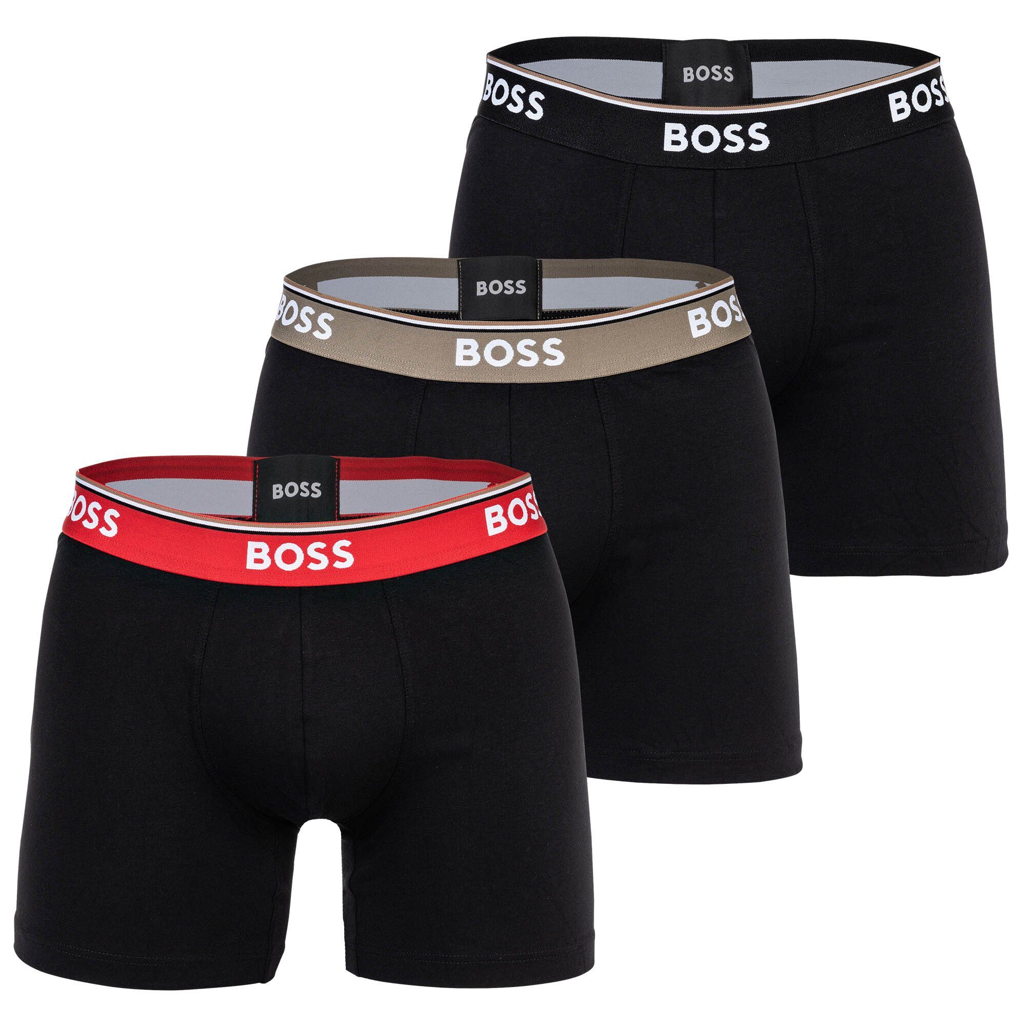 BOSS Boxer Herren Boxershorts, 3er Pack - Power Schwarz/Grün/Rot