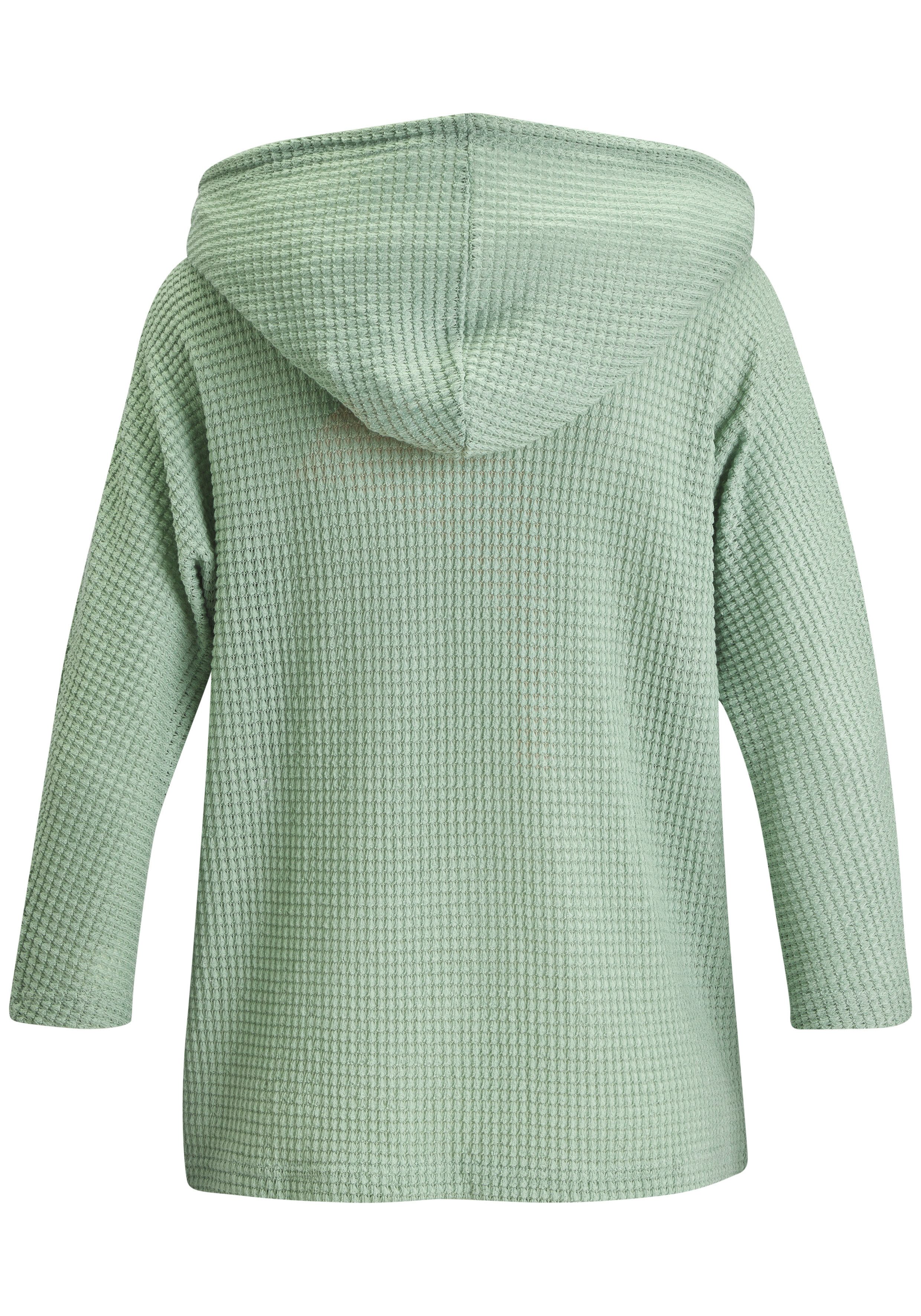 LASCANA Kapuzenshirt aus Waffelstrick mit Knopfleiste – Bild 4 von 5