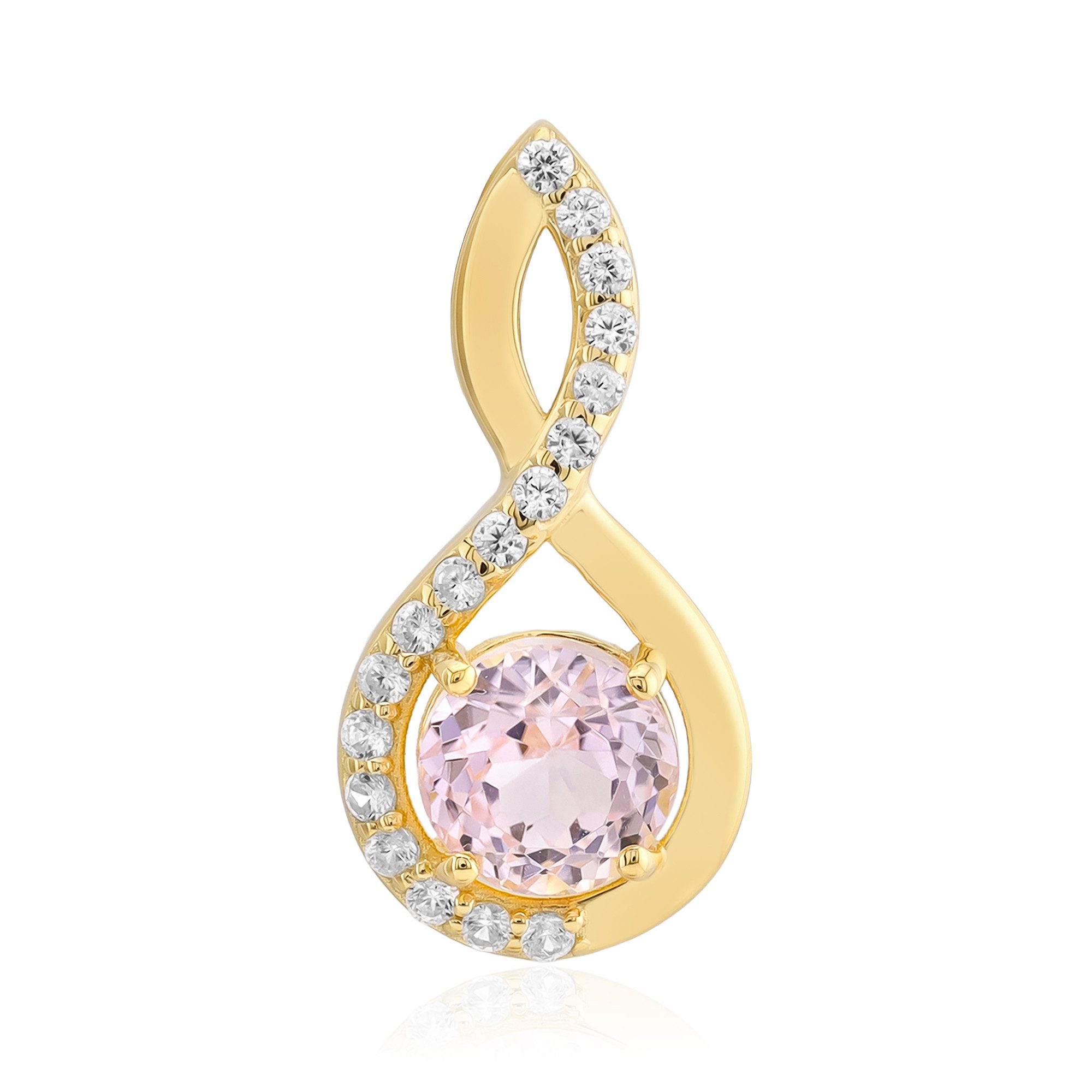 Cavill Kettenanhänger Cavill Anhänger 1,02 ct Kunzit, 925 Silber vergoldet, rosa Zirkon (1-tlg)