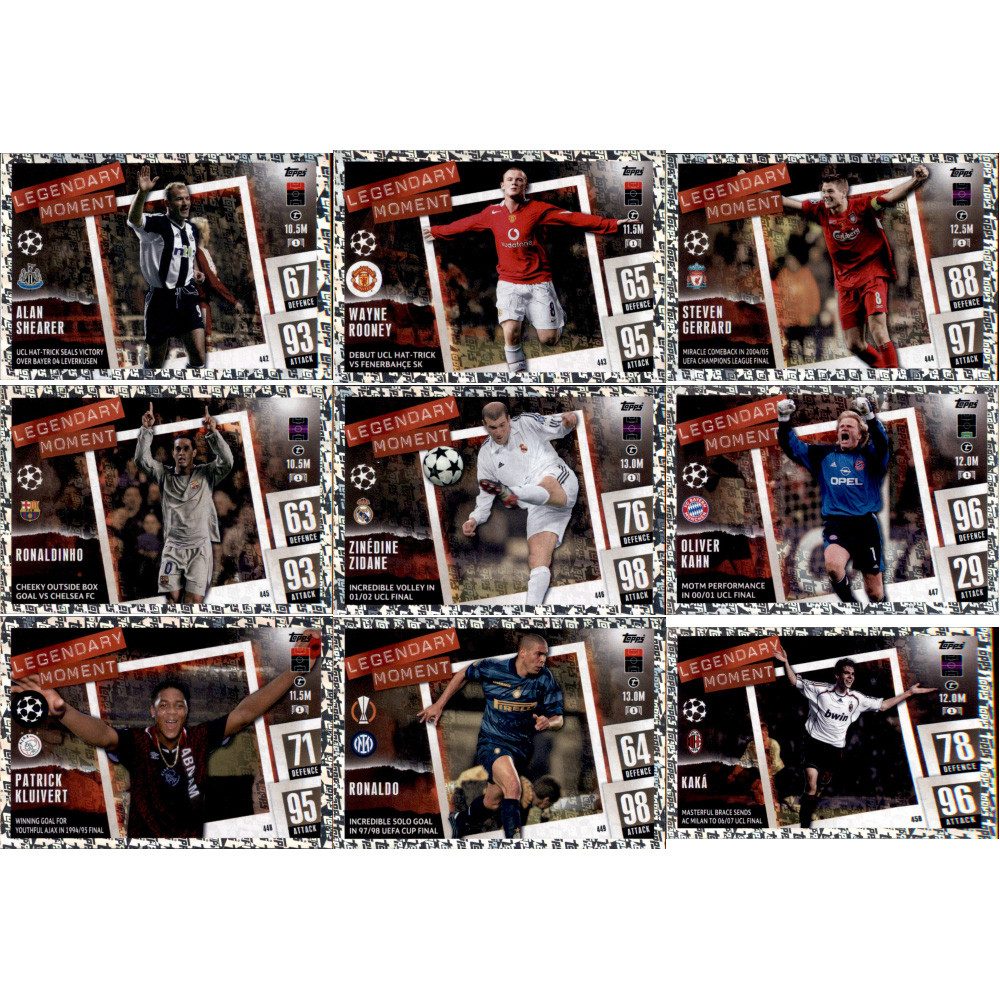 Topps Sammelkarte Champions League 2023/24 Cards - Alle 9 Legendary Moment Karten