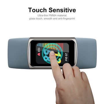 Wigento Smartwatch-Hülle Für Fitbit Charge 6 / 5 3D Curved Schutz Folie Schutz Displayschutz