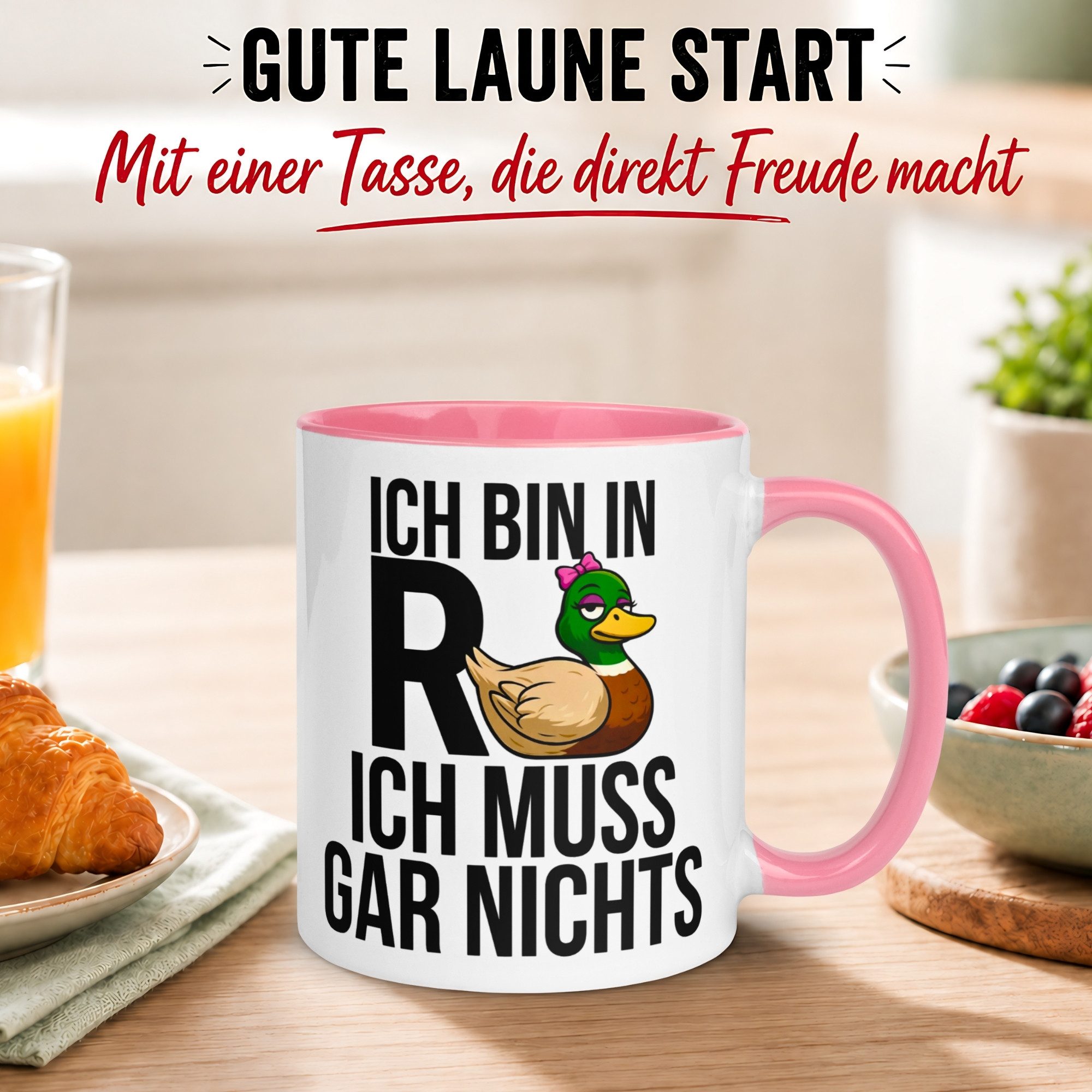 Momentals Tasse Ich bin in Rente ich muss gar nichts – Renteneintritt Geschenk Frau, Gratis Versand · Links-&Rechtshänder · Spülmaschinenfest