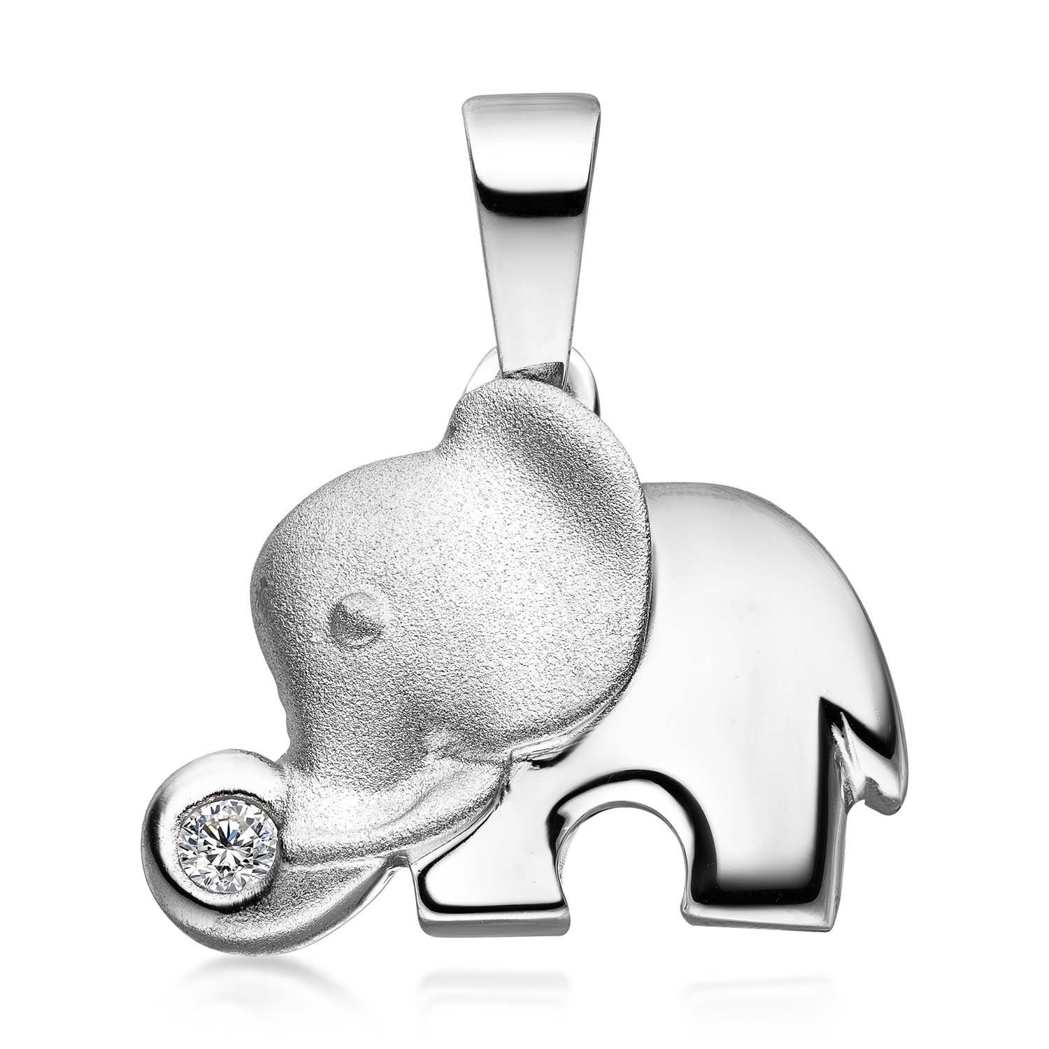 Materia Kettenanhänger Elefant Glücksbringer KA-99, 925 Sterling Silber, rhodiniert