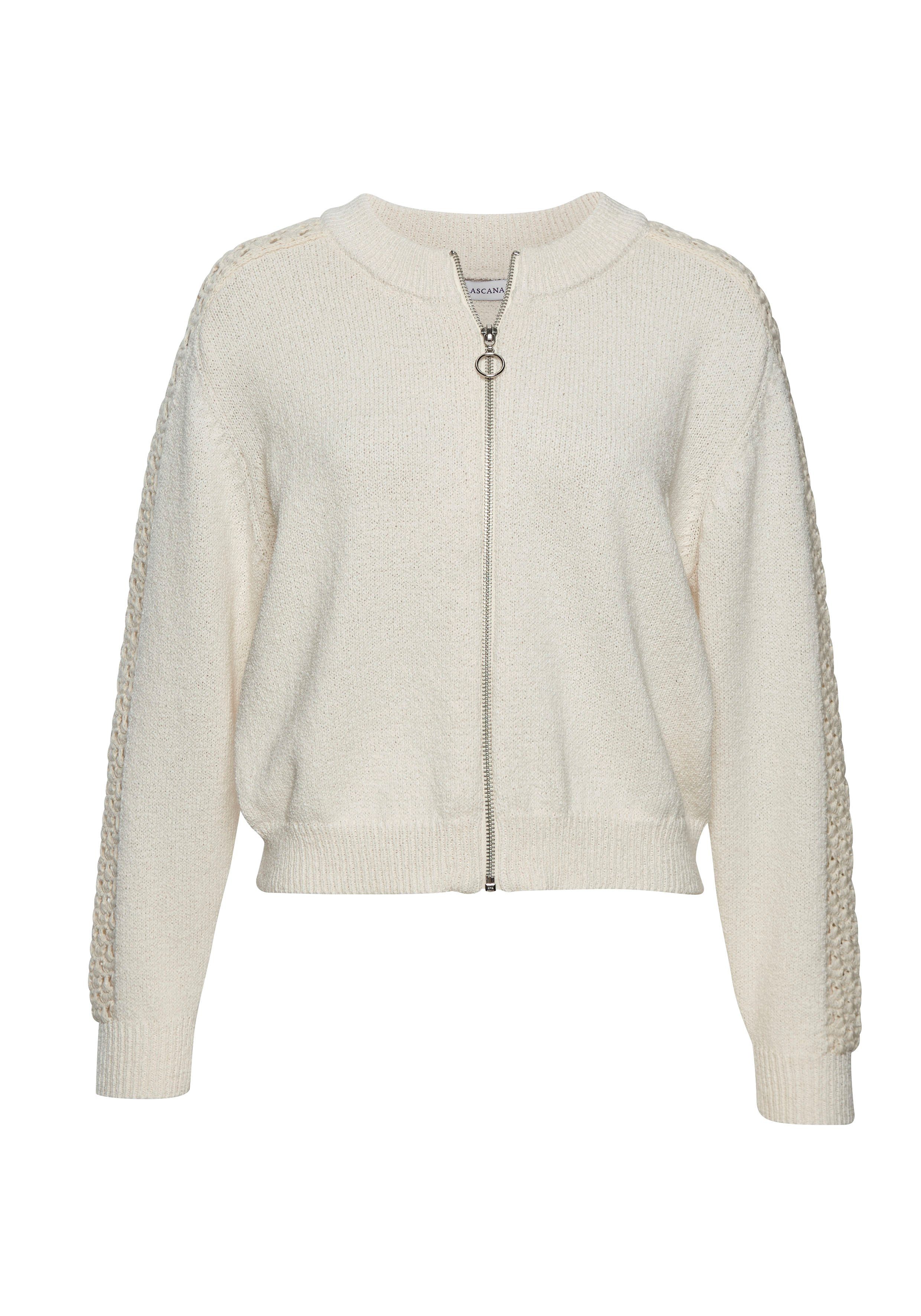 Vivance Ajourstrickjacke mit Häkeldetails am Ärmel, günstig online kaufen