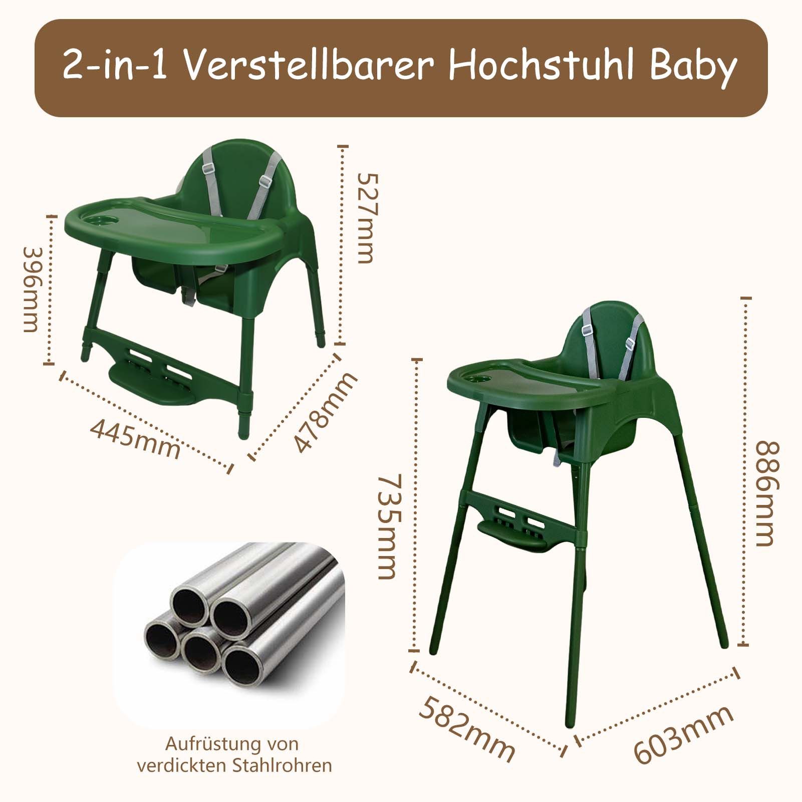 Yalion Kinderstuhl Kinderstuhl mit Tablett- Höhenverstellbarer Baby Chair K günstig online kaufen