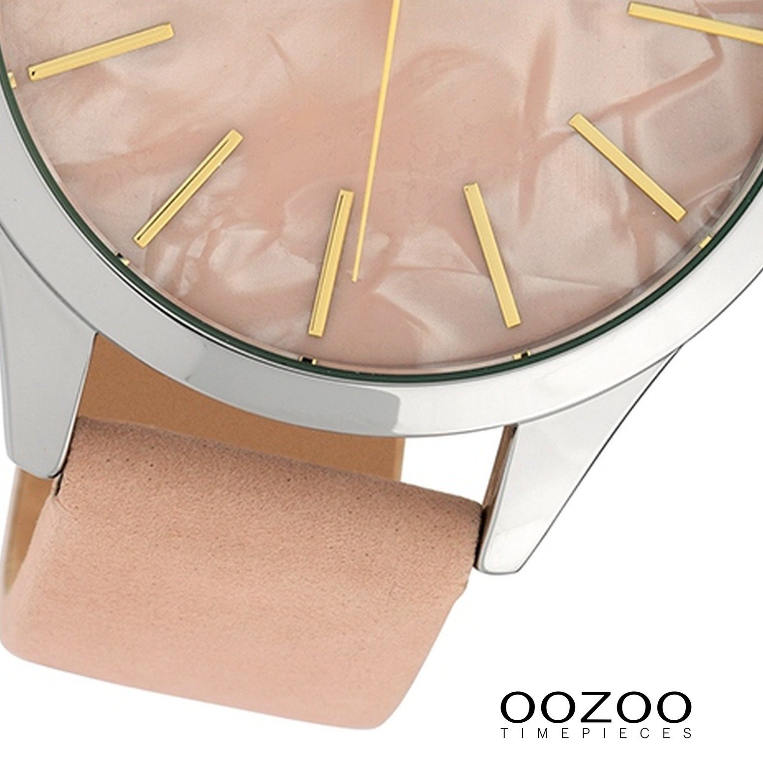 Lederarmband, groß Armband-Uhr, Damen Quarzuhr Damenuhr Oozoo (ca. 45mm) Fashion-Style OOZOO rund,
