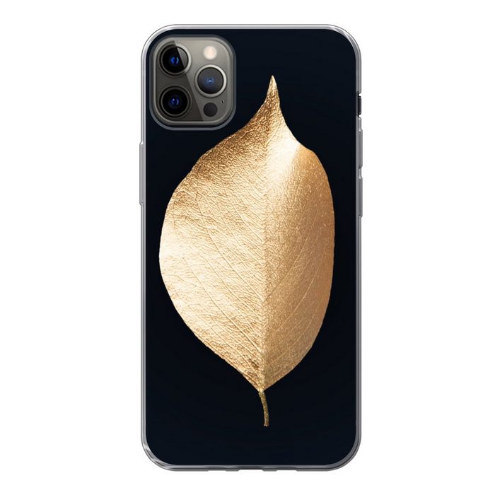 MuchoWow Handyhülle Blätter - Gold - Schwarz - Pflanzen - Luxus Handyhülle Apple iPhone 13 Pro Max Smartphone-Bumper Print Handy