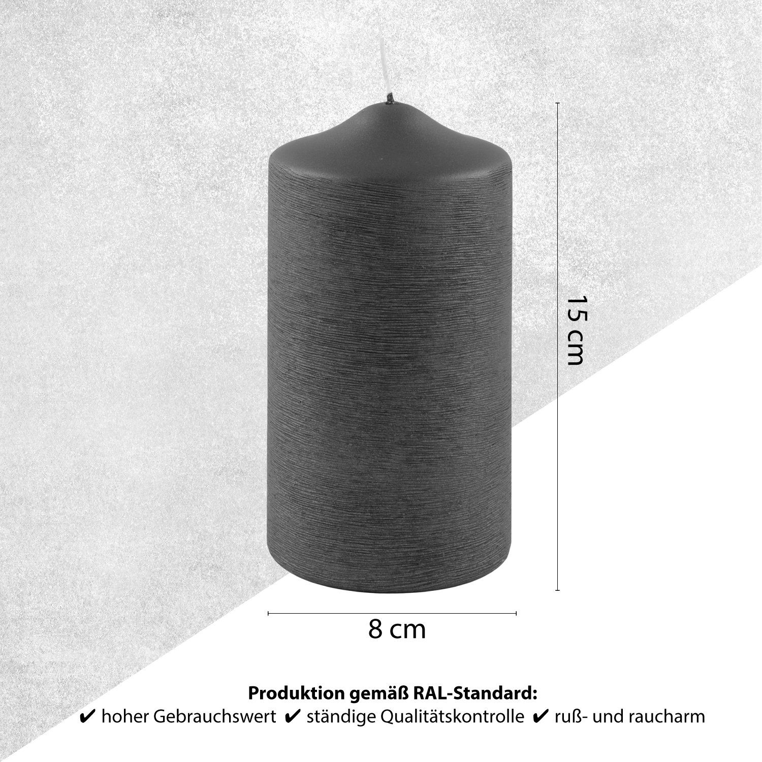 Fink Adventskerze FINK Stumpenkerze Candle - grau - H. 15cm x B. 8cm x D. 8cm (1 Stück)
