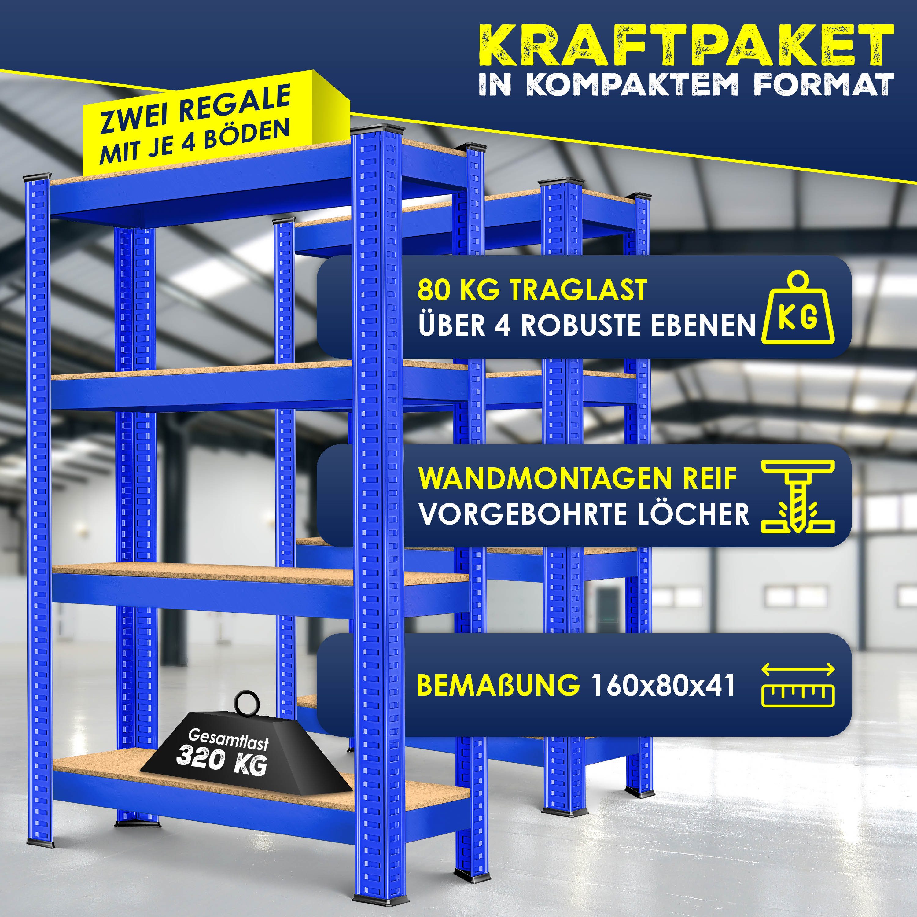 MASKO Schwerlastregal, 2er-Set Lagerregal aus Metall mit verstellbaren Abla günstig online kaufen