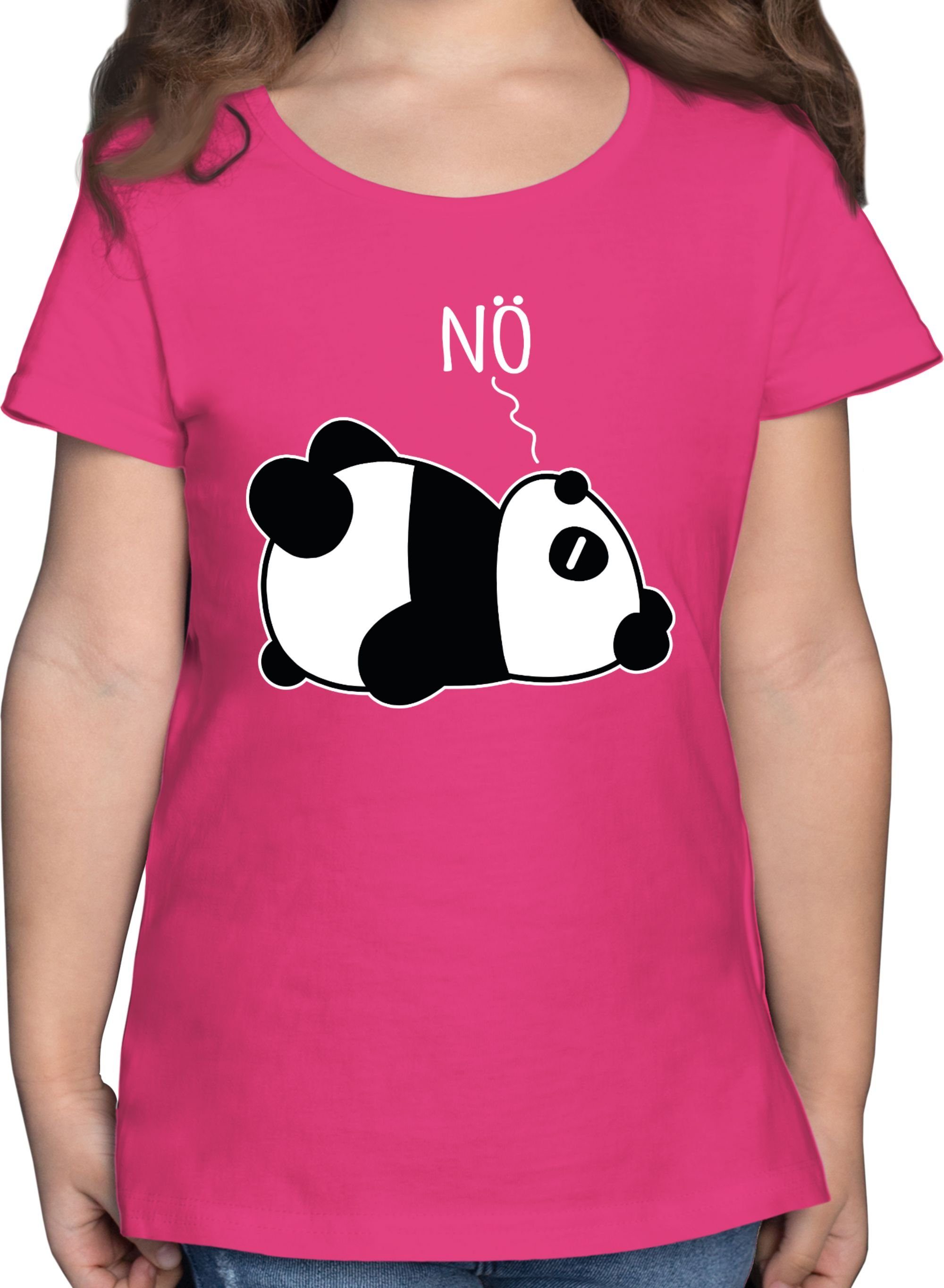 Shirtracer T-Shirt Nö - Panda - weiß Statement Sprüche Kinder 2 Fuchsia
