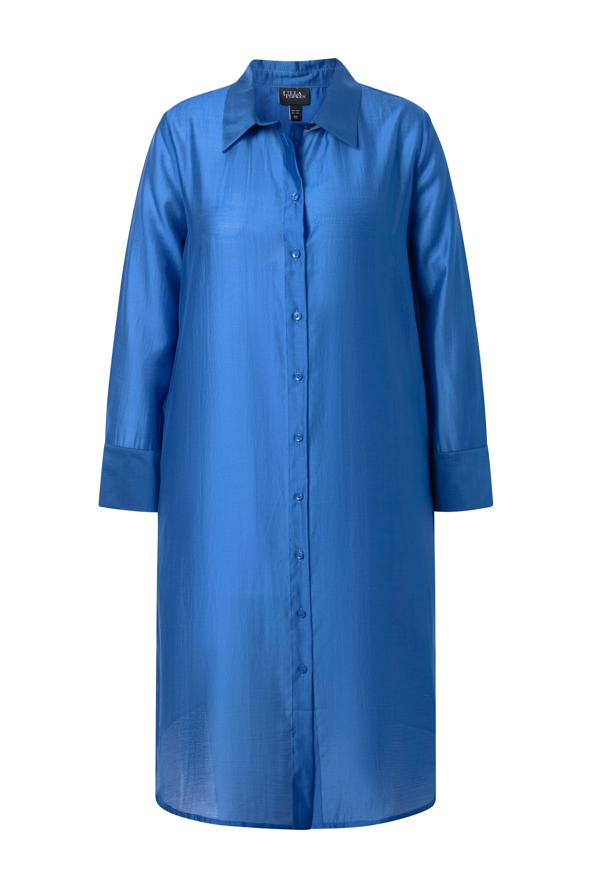Longbluse Longbluse transparent Hemdkragen Langarm
