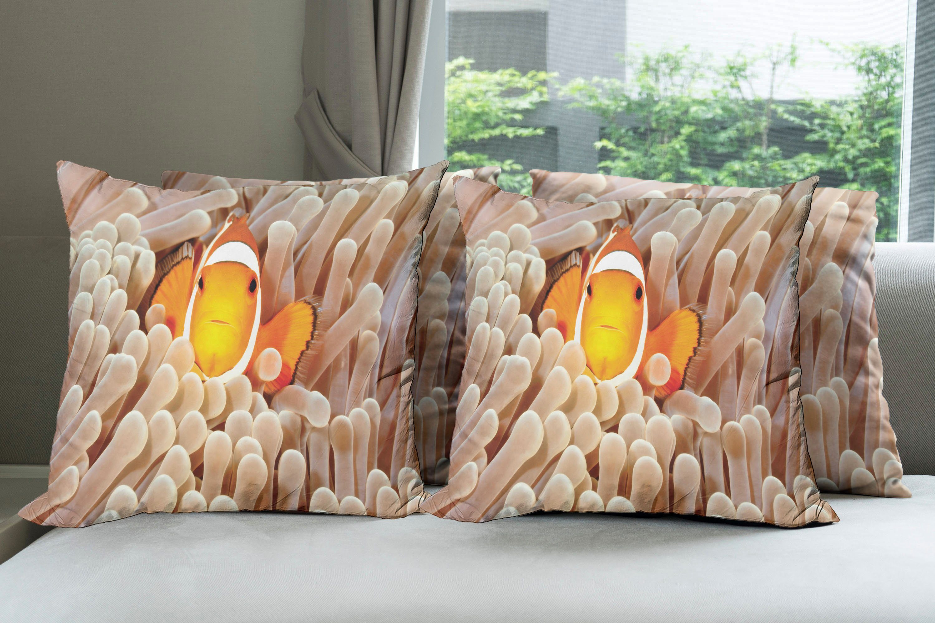 Abakuhaus Doppelseitiger Modern Ozean Bali Kissenbezüge Accent (4 Stück), Fische Indonesien Digitaldruck,