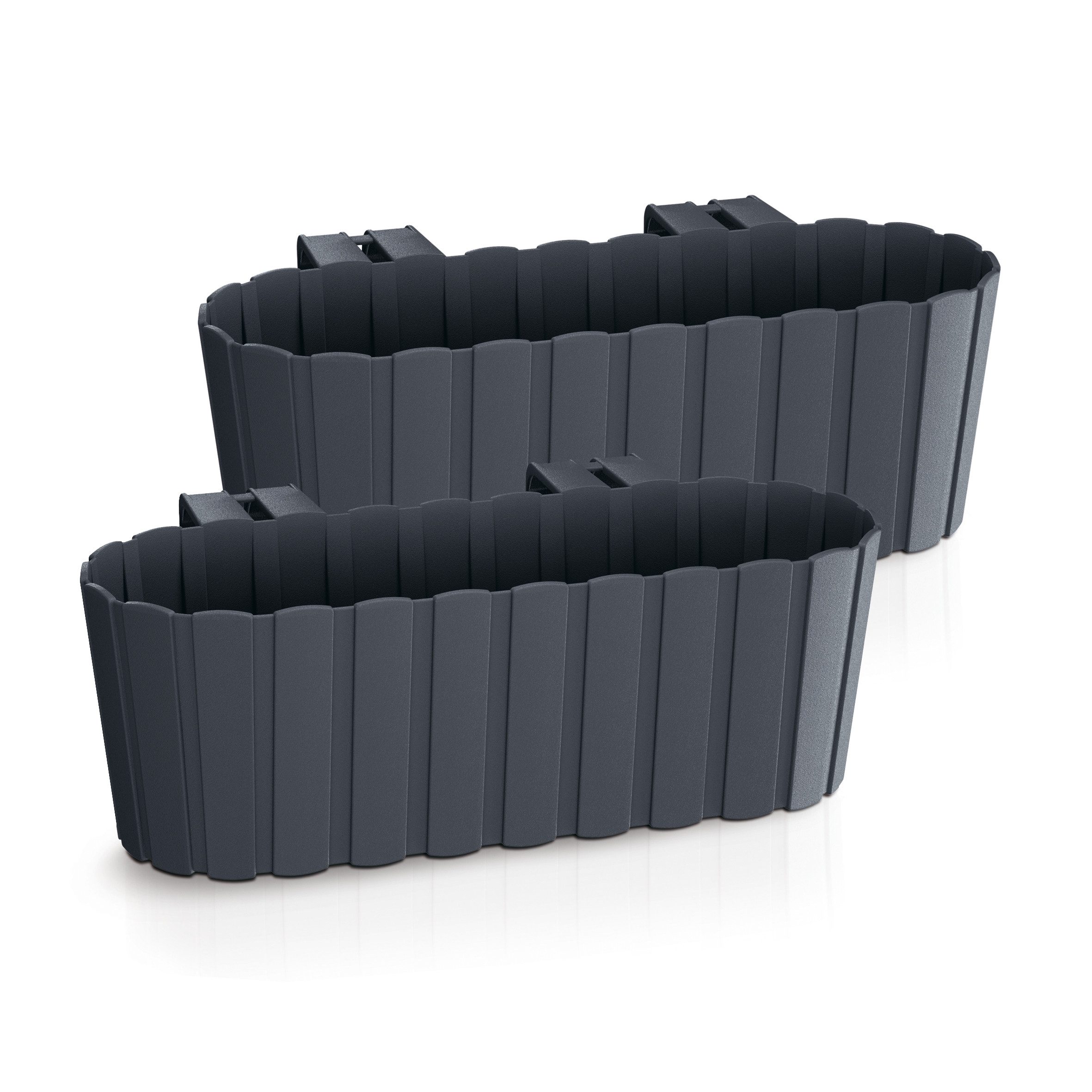 Spetebo Pflanzschale Balkon Blumenkasten mit Halterung 39 x 13 cm (Set