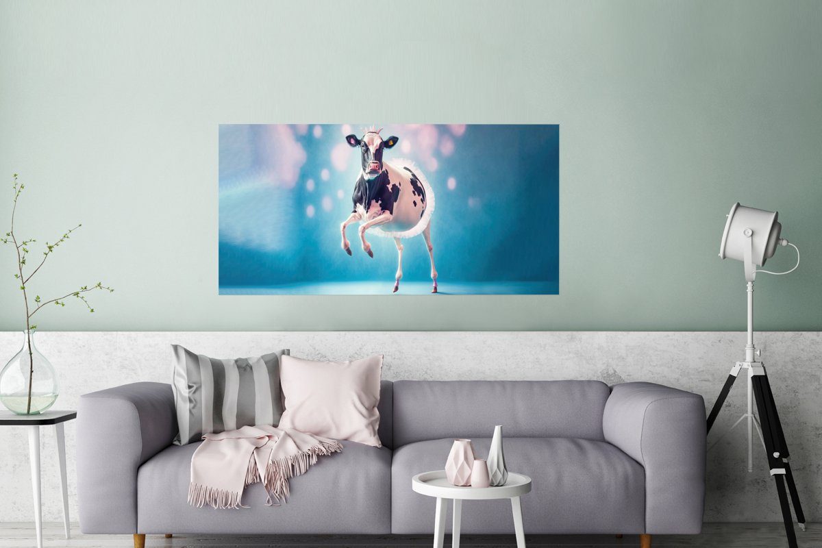MuchoWow Poster - Ohne (1 - Schlafzimmer, Wohnzimmer, - Kuh für Kinder, Bild Rahmen, Krone St), Wandposter, Ballett Blau - Wanddeko Rosa 