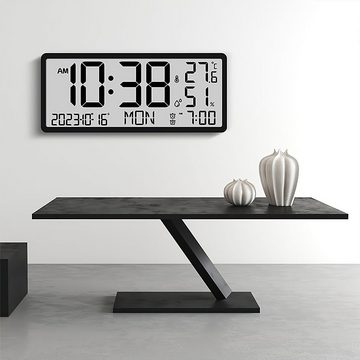 Novzep Wanduhr LCD Wanduhr,Multifunktionale Großbild Uhr mit Temperatur,Kalender