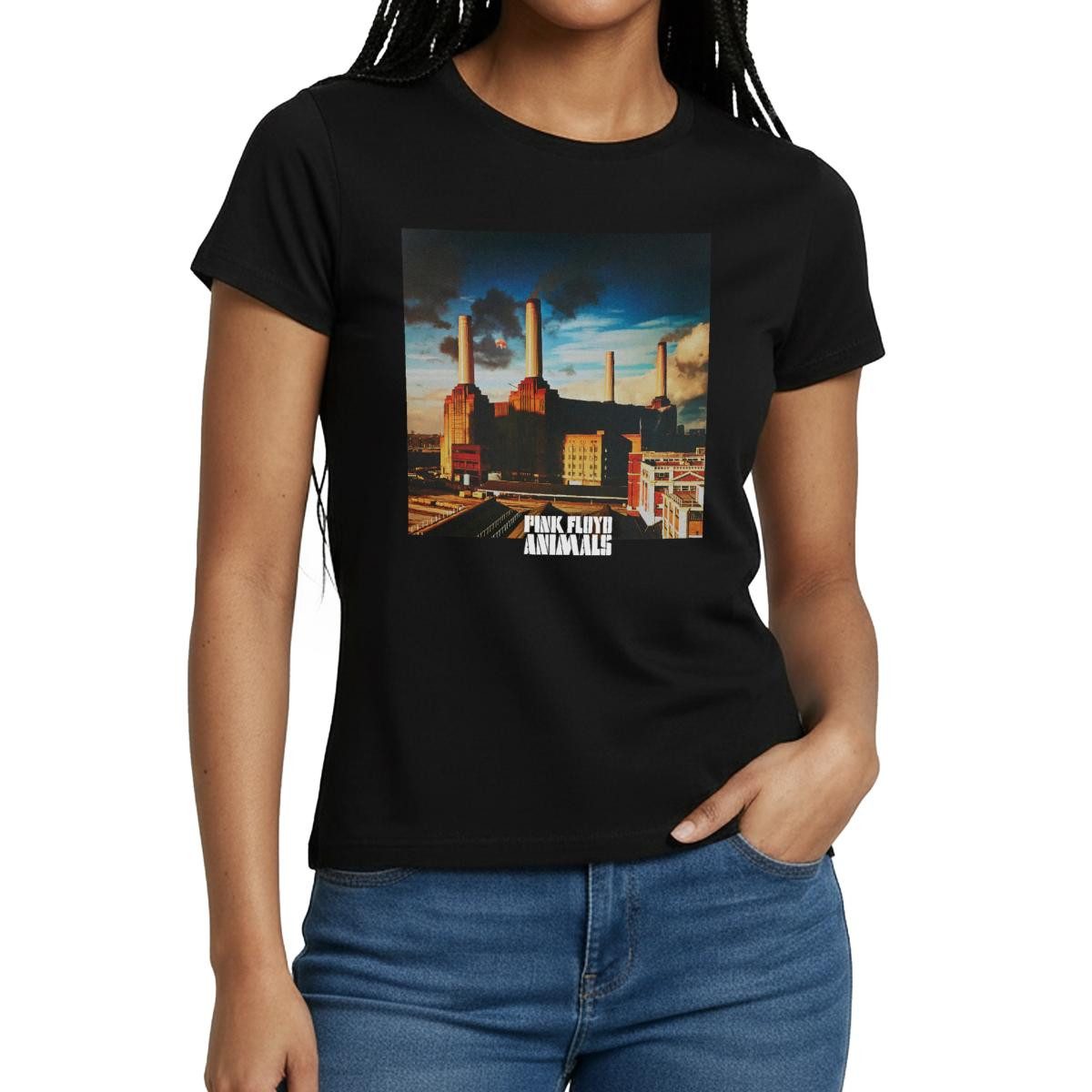 Spreadshirt T-Shirt Pink Floyd Animals Album Cover Frauen T-Shirt (1-tlg) Slim Fit, fällt klein aus