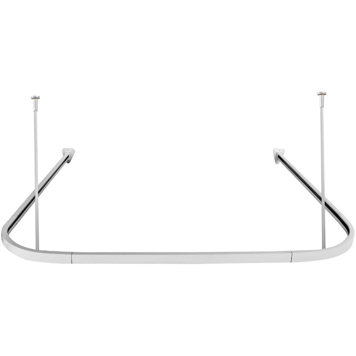 Euroshowers GmbH Duschvorhangstange Euroshowers Duschvorhangschiene Proffs U Form Weiß 90 x 90 x 90 cm, Wand, Schrauben, Aluminium, Inklusive Deckenhalterung 60cm,Verbindungsstücken und 24 Vorhanghaken