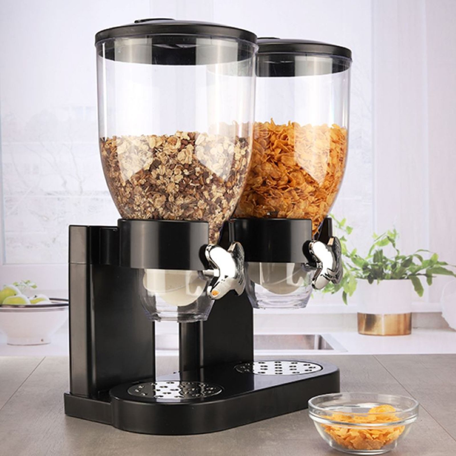Gravidus Müslispender Müslispender Cornflakes Spender Cerealienspender mit zwei Behältern