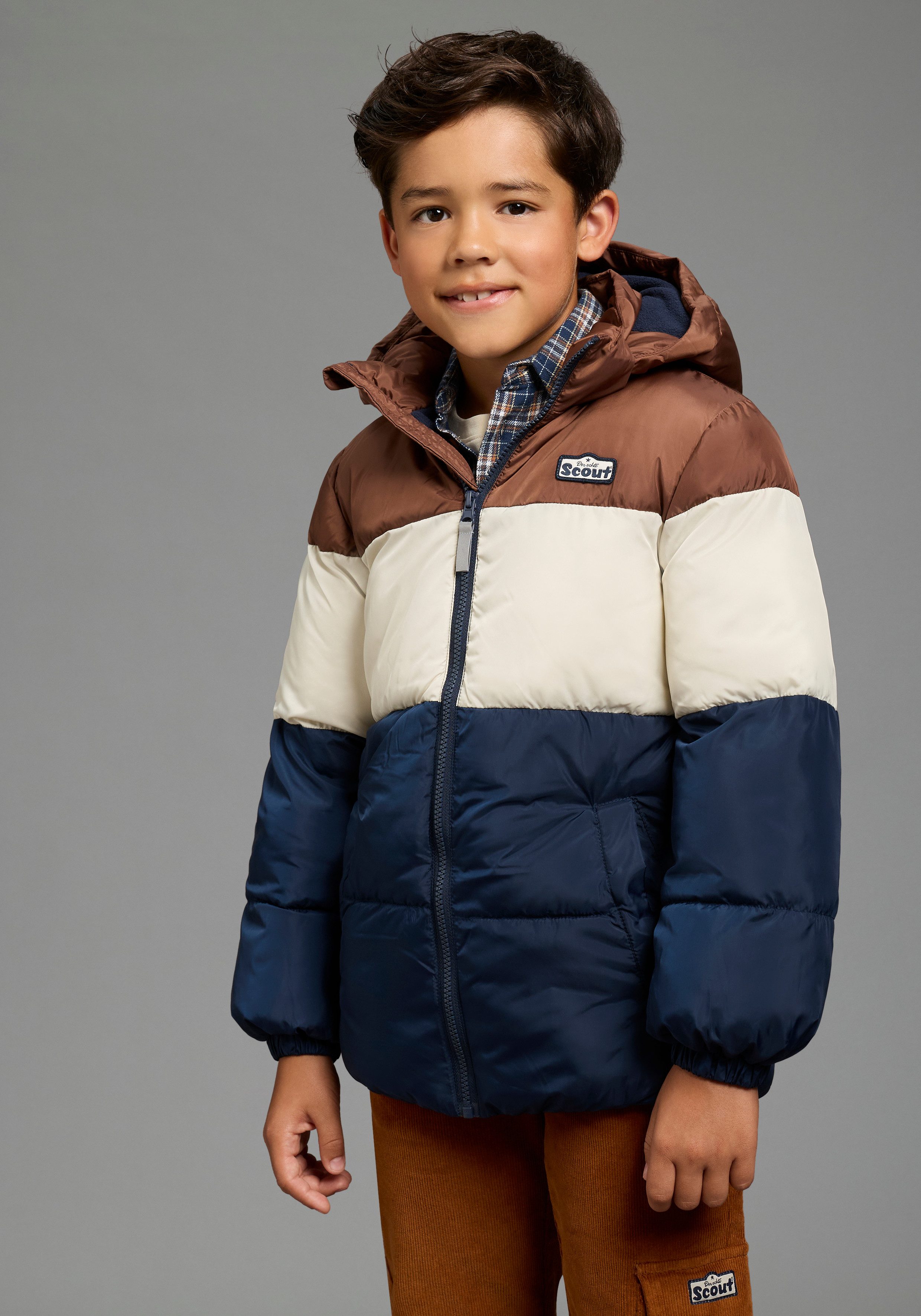Scout Winterjacke Winterjacke Colorblocking - NEU von SCOUT mit Kapuze, abnehmbar, innen mit Fleece gefüttert