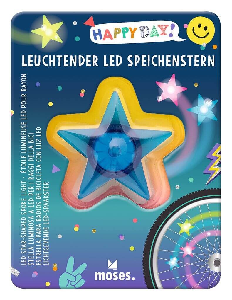 moses Fahrradklingel Happy Day Leuchtender Speichenstern LED blau