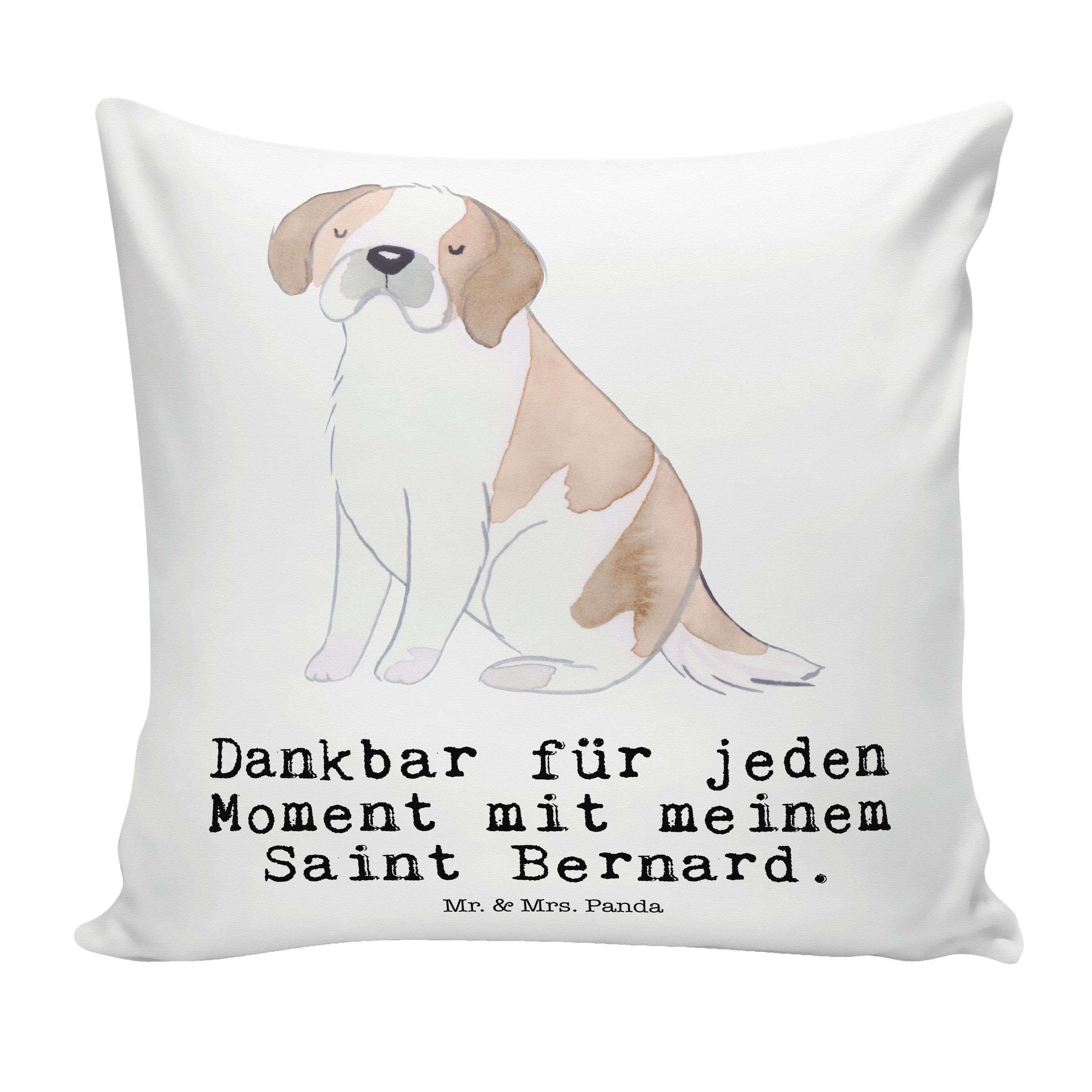 Mr. & Mrs. Panda Dekokissen Saint Bernard Moment - Weiß - Geschenk, Motivkissen, Kissenhülle, Dek