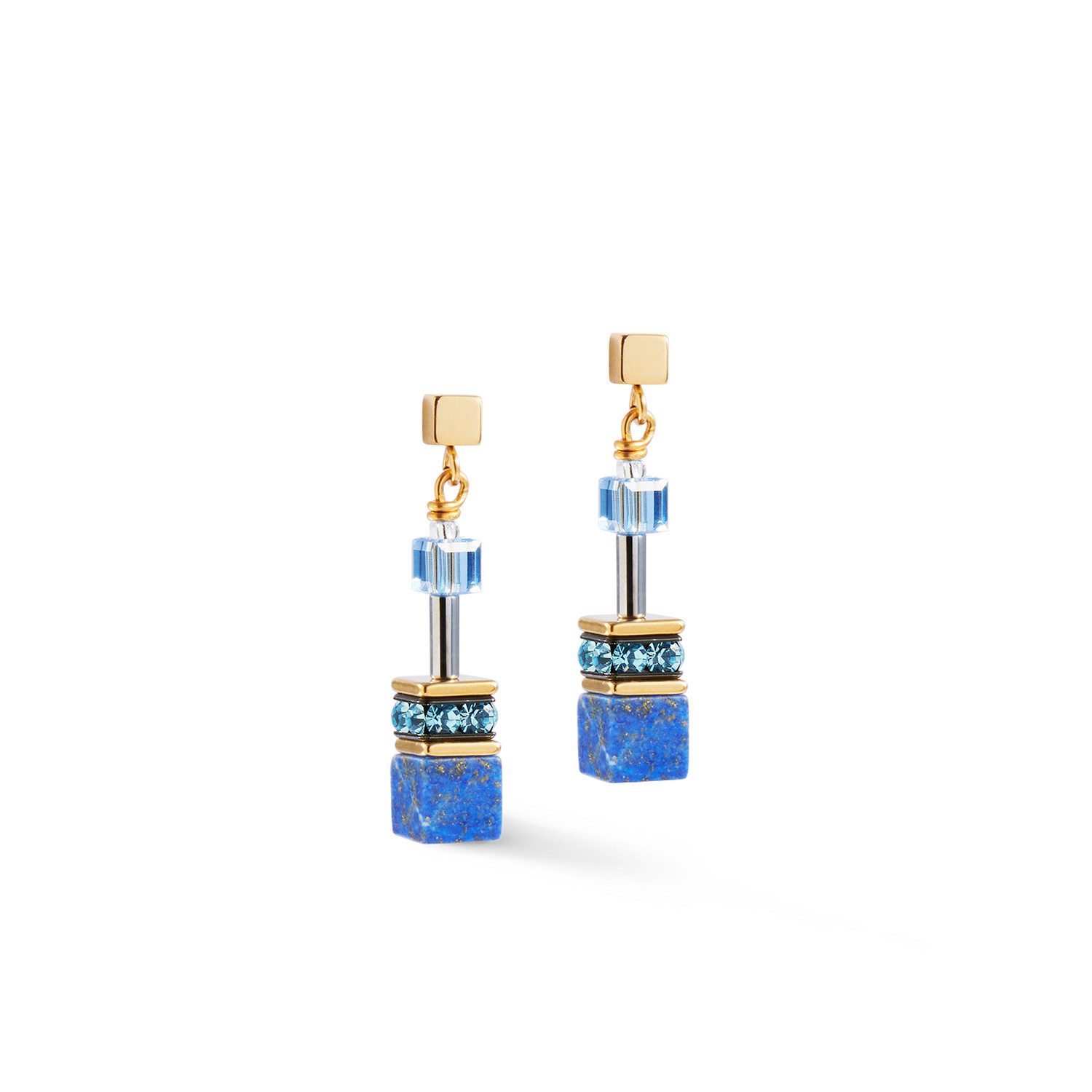 COEUR DE LION Paar Ohrstecker Schmuck Edelstahl GeoCUBE® Iconic Precious Würfelkette, Made in Germany - mit Swarovski® Kristall, Strassstein, Schmuckstein