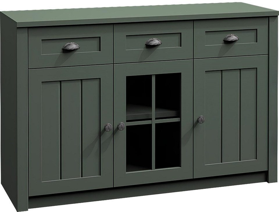 Xlmoebel Wohnwand Wohnzimmermöbel im Landhausstil aus hochwertigem Holz, (5-St., 5tlg.Wohnzimmer Set (RTV + Kommode + Schrank + Vitrine + Couchtisch), Hergestellt in Europa