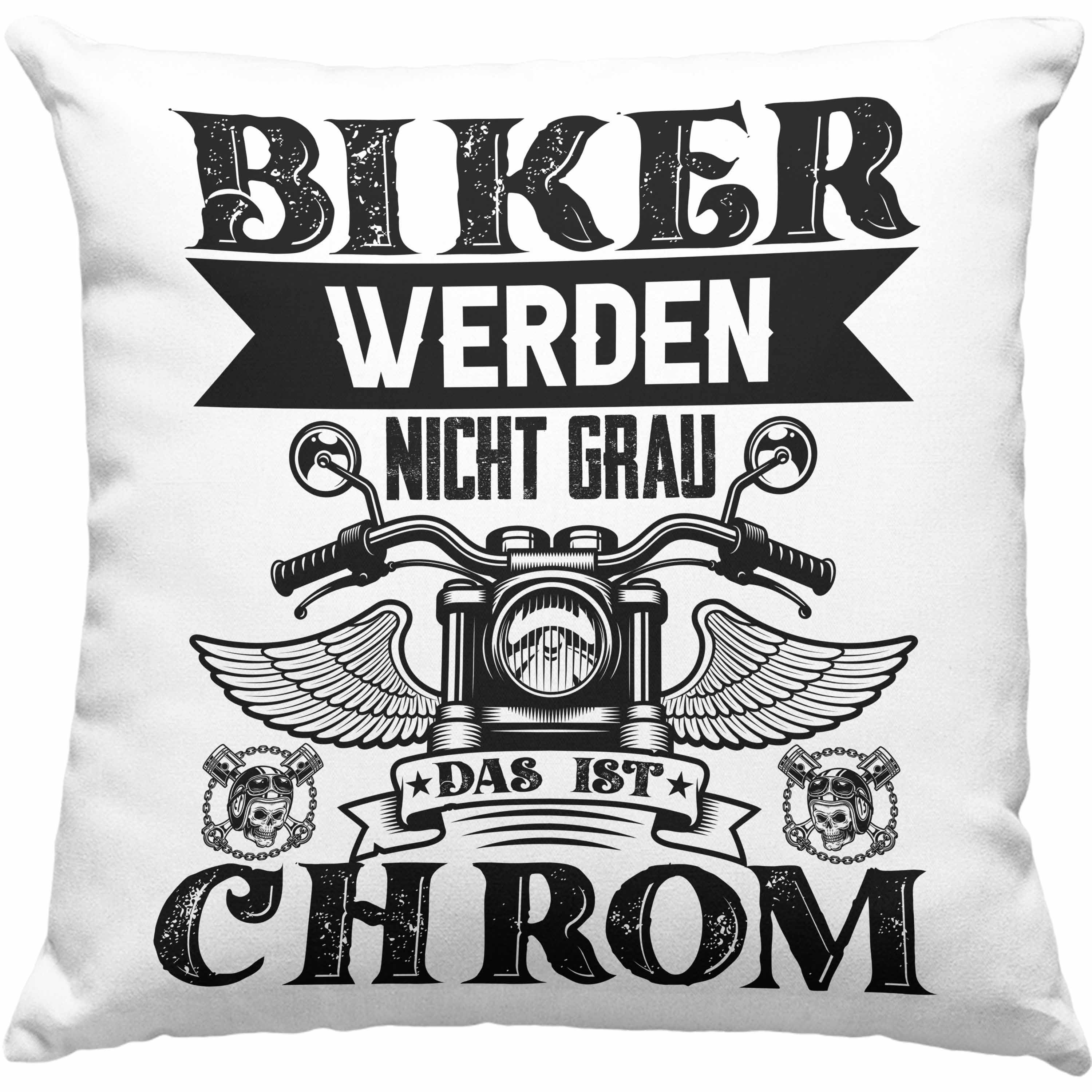 Trendation Dekokissen Trendation - Motorradfahrer Kissen Geschenk Männer Biker Werden Nicht Grau Lustiger Spruch für Biker Dekokissen mit Füllung 40x40