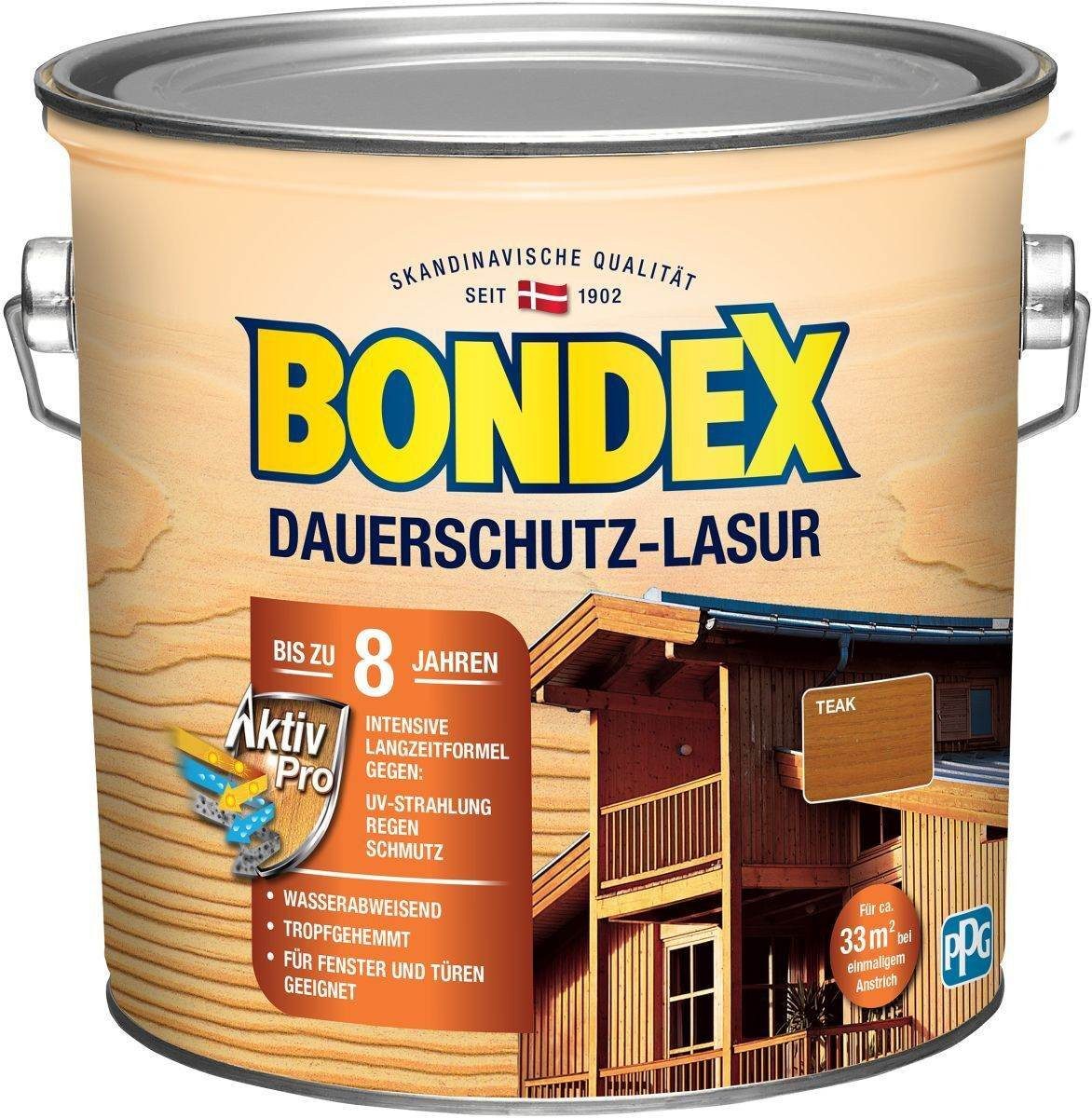 Bondex Holzschutzlasur Dauerschutz-Lasur 2,5 L in Teak, Holzpflege mit Witterungsschutz, Holz