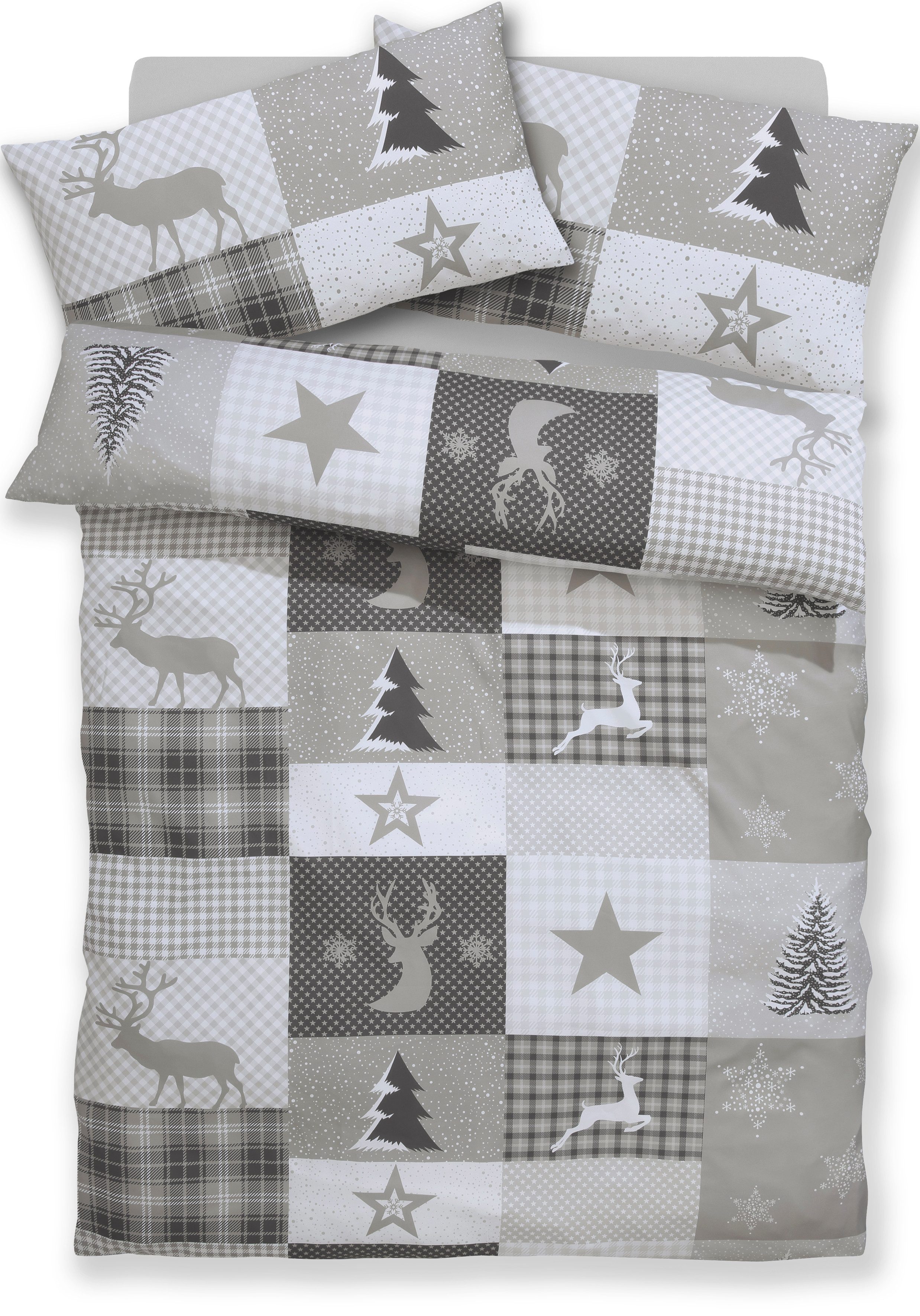 OTTO home Bettwäsche Nicholas, Microfaser, 2 teilig, Weihnachtsbettwäsche, Winter, in 3 Qualitäten verfügbar