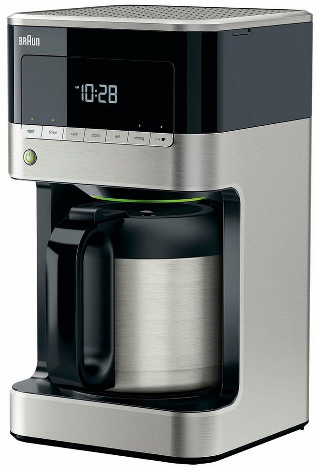 Braun Filterkaffeemaschine PurAroma 7 KF 7125, Papierfilter 1x4, 10-Tassen  Edelstahl-Thermo-Kanne hält bis zu 6 Stunden heiß