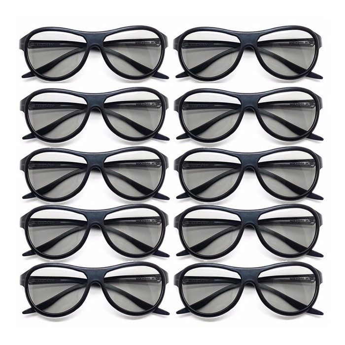 TPFNet 3D-Brille 3D Glasses Unisex Passive Polarisierte 3D Brille zum Ansehen von Filmen 3D-Kino Brille - Farbe Schwarz - 10 Stück