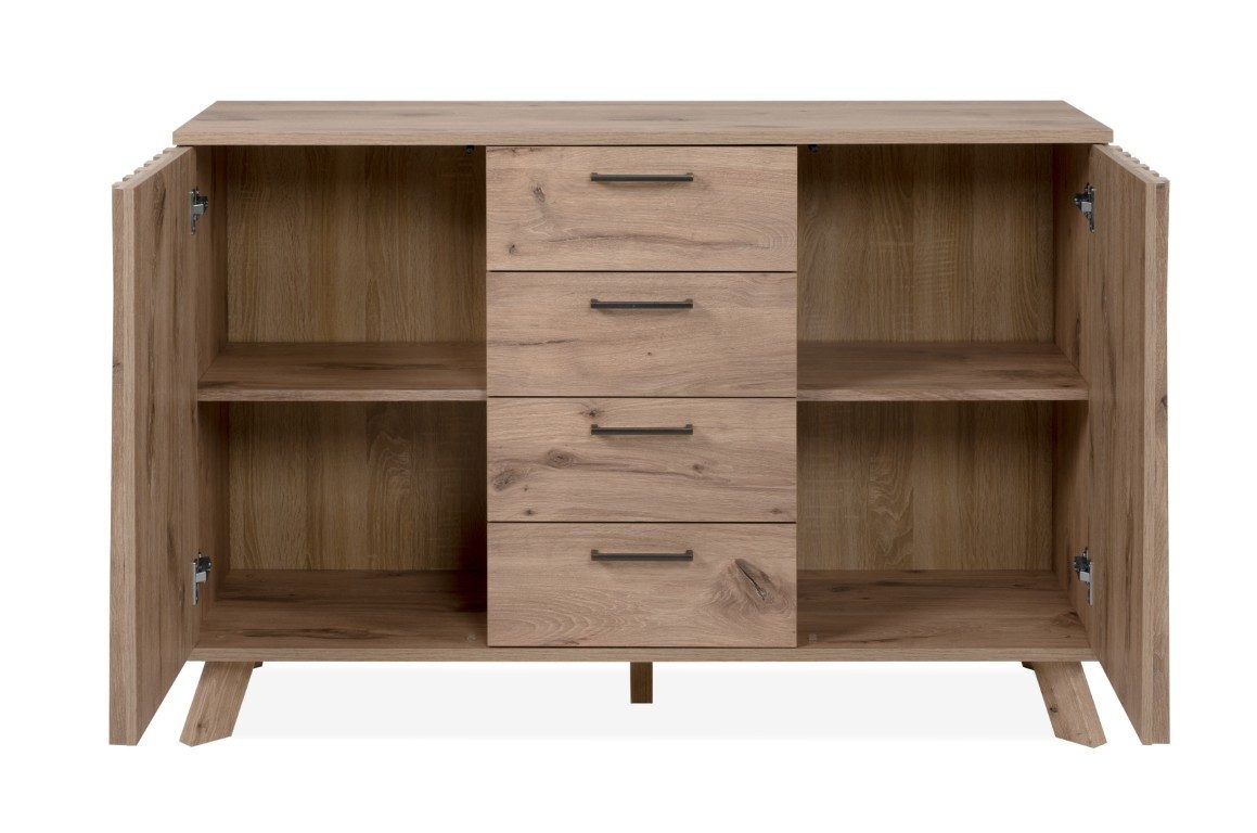 Finori Sideboard Kommode Wellington mit Schubkästen, mit 3D-Reliefoptik, Schwedeneich