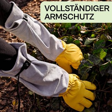 Praknu Gartenhandschuhe Praknu Rosenhandschuhe Dornenfest M (Packung) EN 388 Zertifiziert - Verstellbare Manschetten - Leder