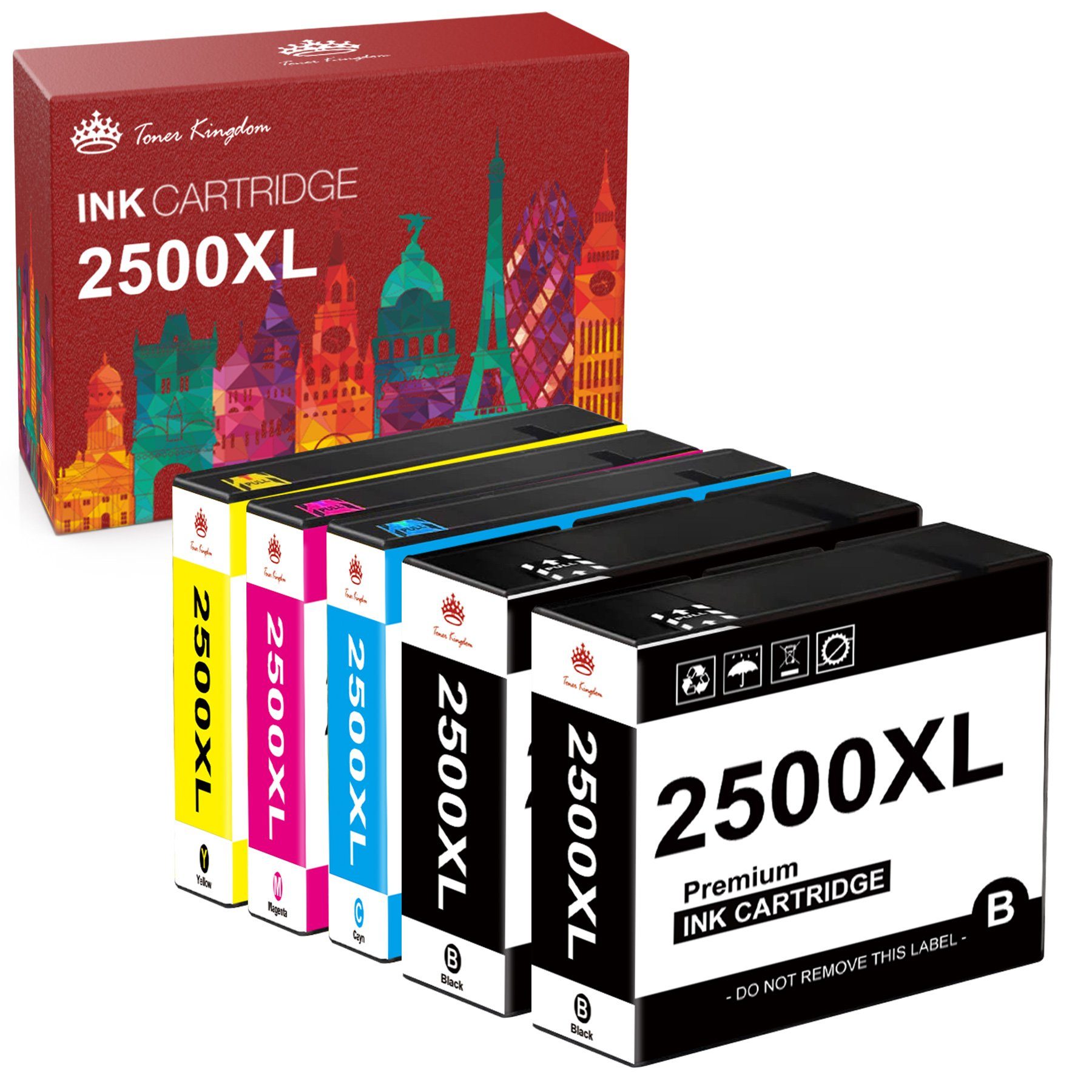 Toner Kingdom 5er PGI-2500 XL Kompatibel Canon 2500XL Multipack Tintenpatrone (Canon Maxify MB5050 MB5100 MB5150 MB5155, MB5300 MB5350 MB5400 MB5450 MB5455)