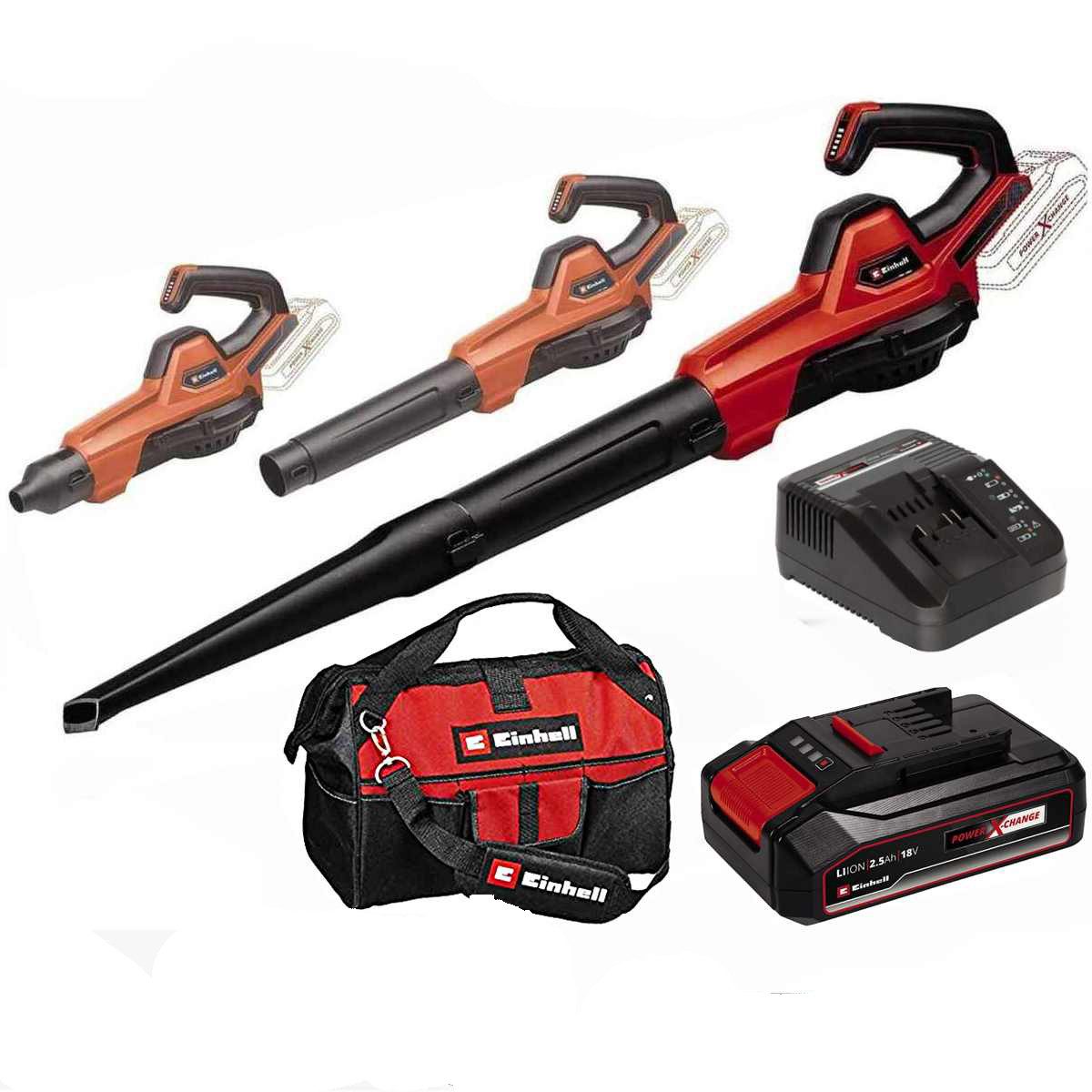 Einhell Akku-Laubbläser Universal Laubbläser GE-UB 18/250 Li 18V 250 km/h, Akku 2.5 Ah +Tasche
