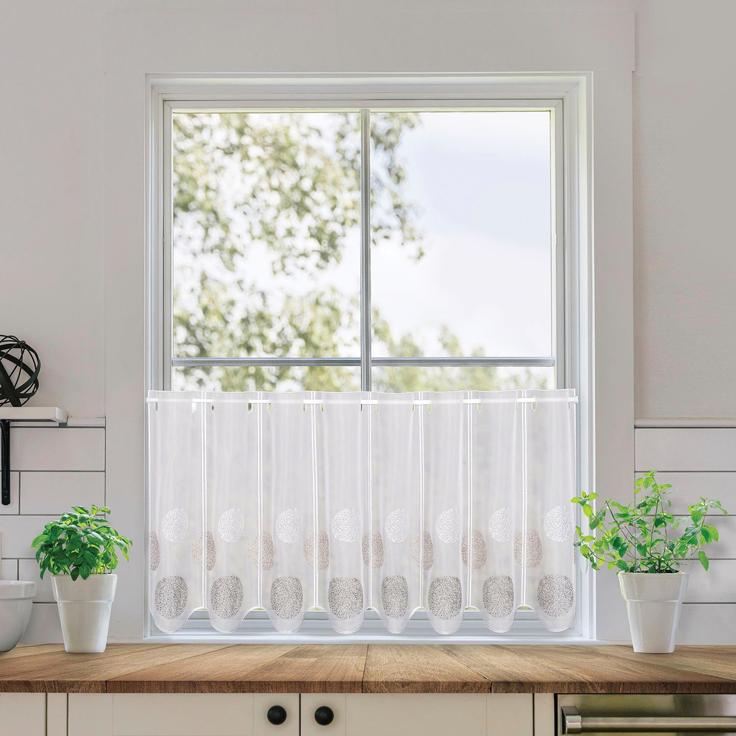 Gerster Scheibengardine Elena (1 St), Durchzuglöcher, transparent, Voile, S günstig online kaufen