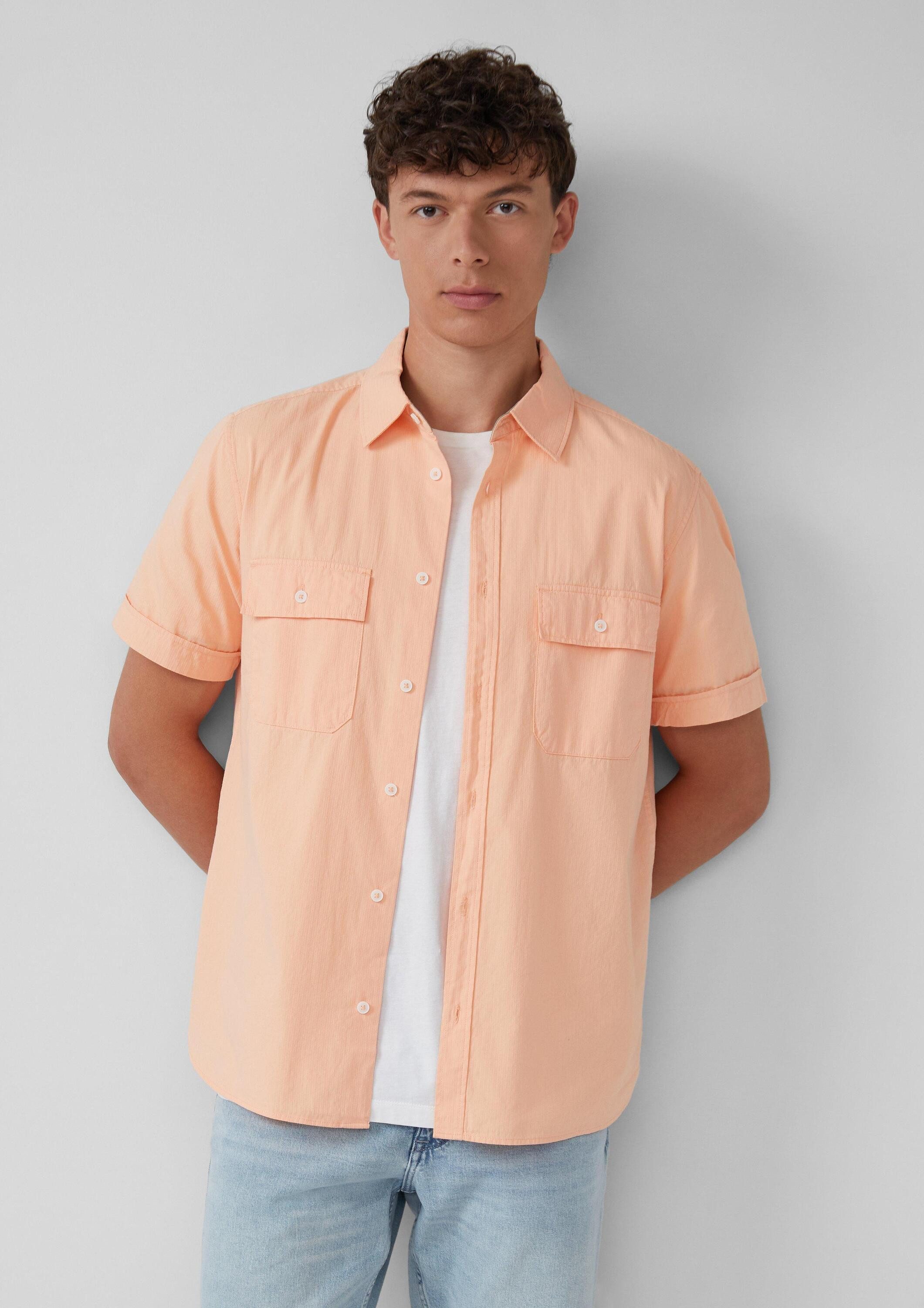 s.Oliver Kurzarmhemd Hemd Regular Fit: Kurzarmhemd mit Strukturstreifen und Kentkragen