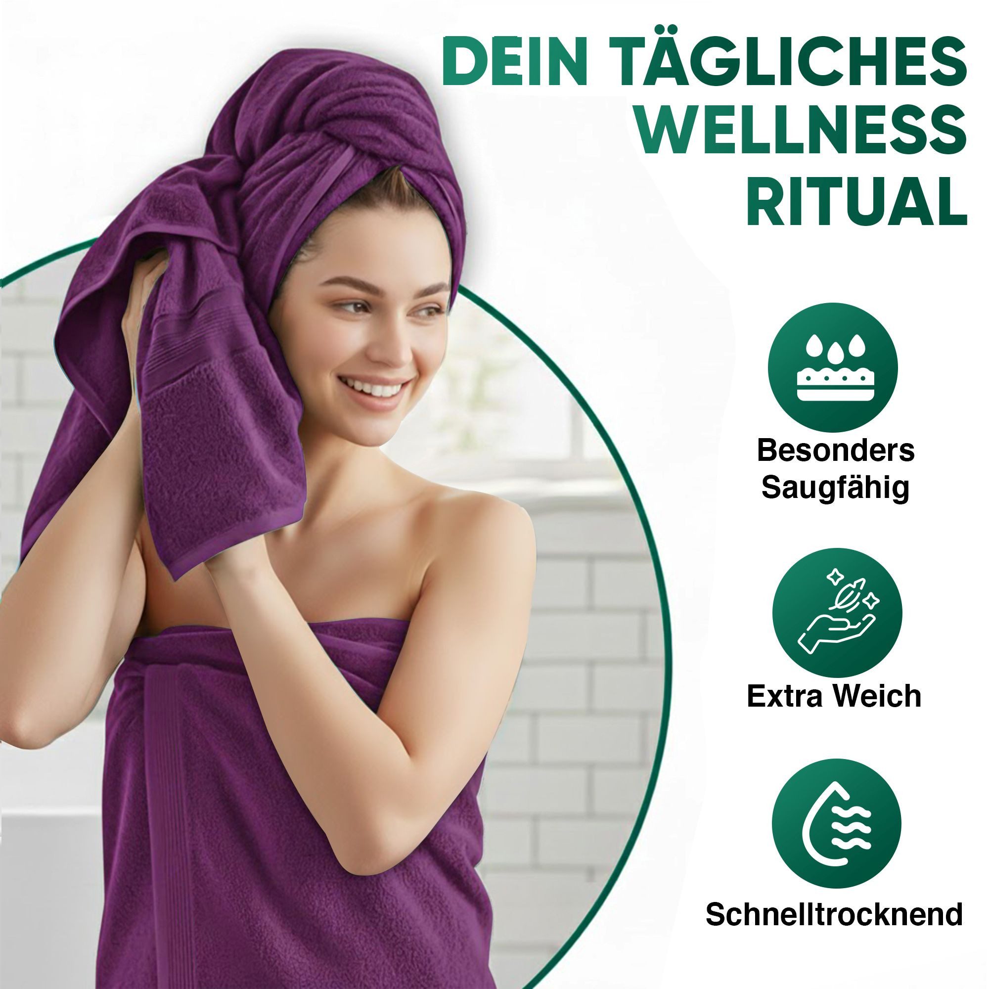 leevitex® Duschtücher 2er-Set, 70x140 cm, 100% Baumwolle, saugstark und fusselfrei, Frottee (Set, 2-St), OEKO-TEX® STANDARD 100 zertifiziert, gestreifte Bordüre