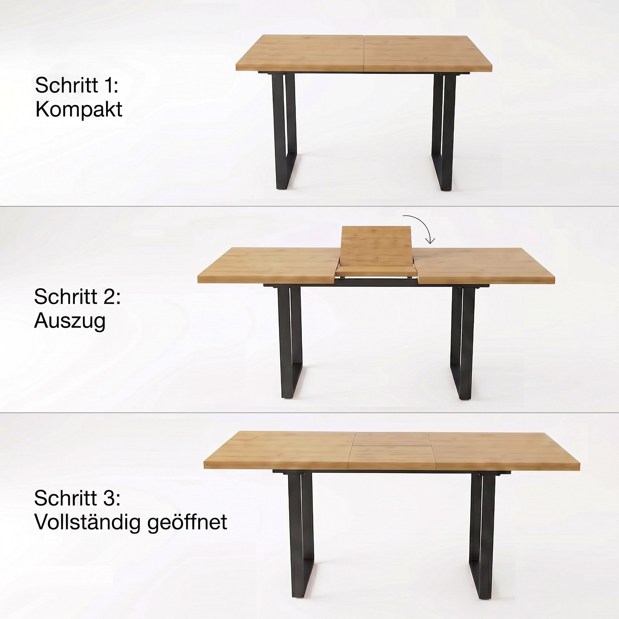Jiexi Essgruppe Tisch-und Stuhlset, Ausziehbarer Esstisch (130–170 cm) mit 4-6 Stühlen – Bild 5 von 5