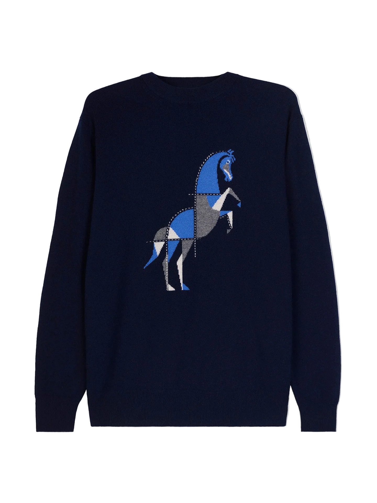 GOBI Cashmere Rundhalspullover Kaschmirpullover mit Pferde-Intarsie