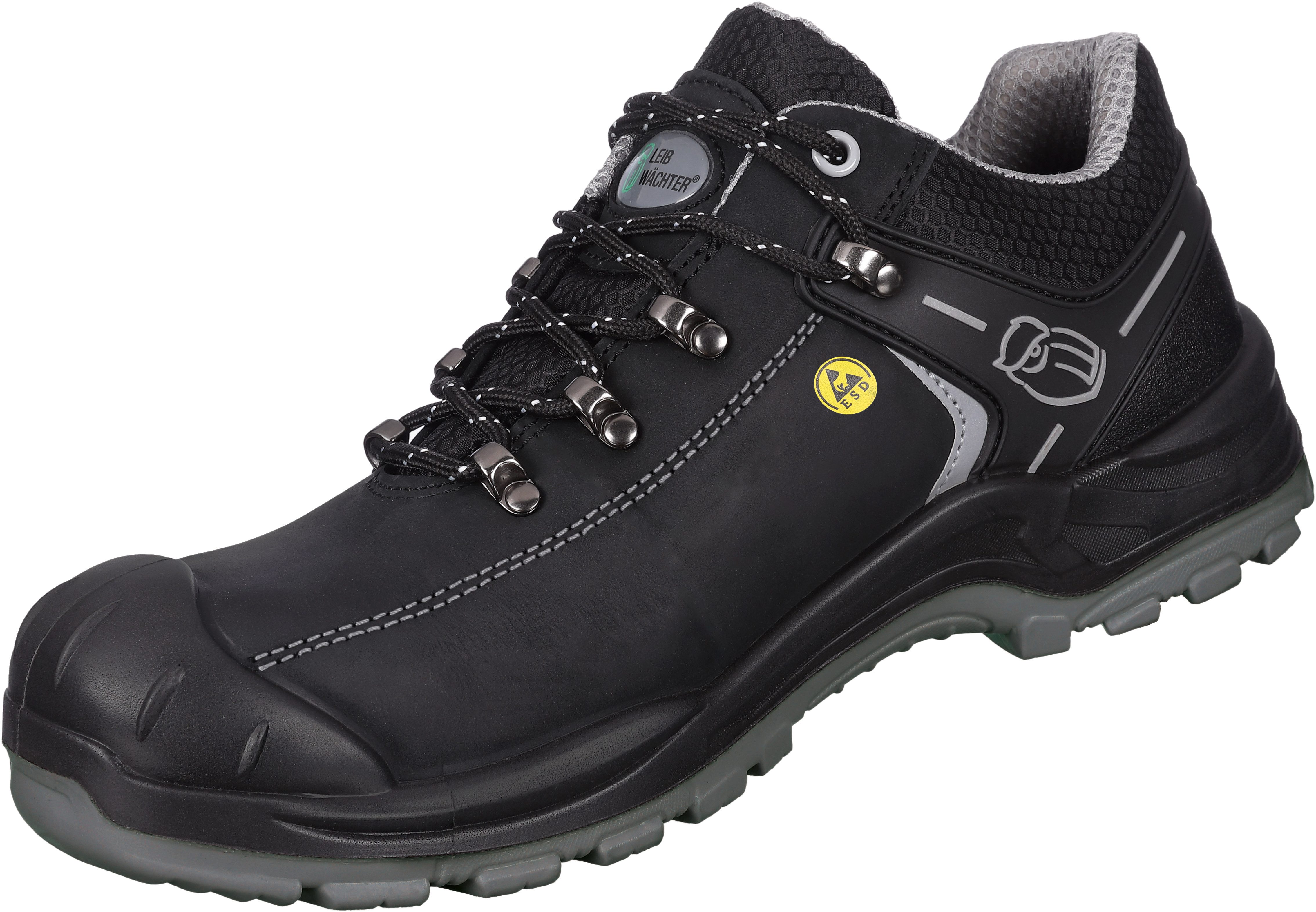 Leibwächter S3 Sicherheitshalbschuh ESD Arbeitsschuhe flach schwarz Leipzig Sicherheitsschuh Fiberglas-Zehenschutzkappe, durchtrittshemmende Gewebe-Zwischensohle