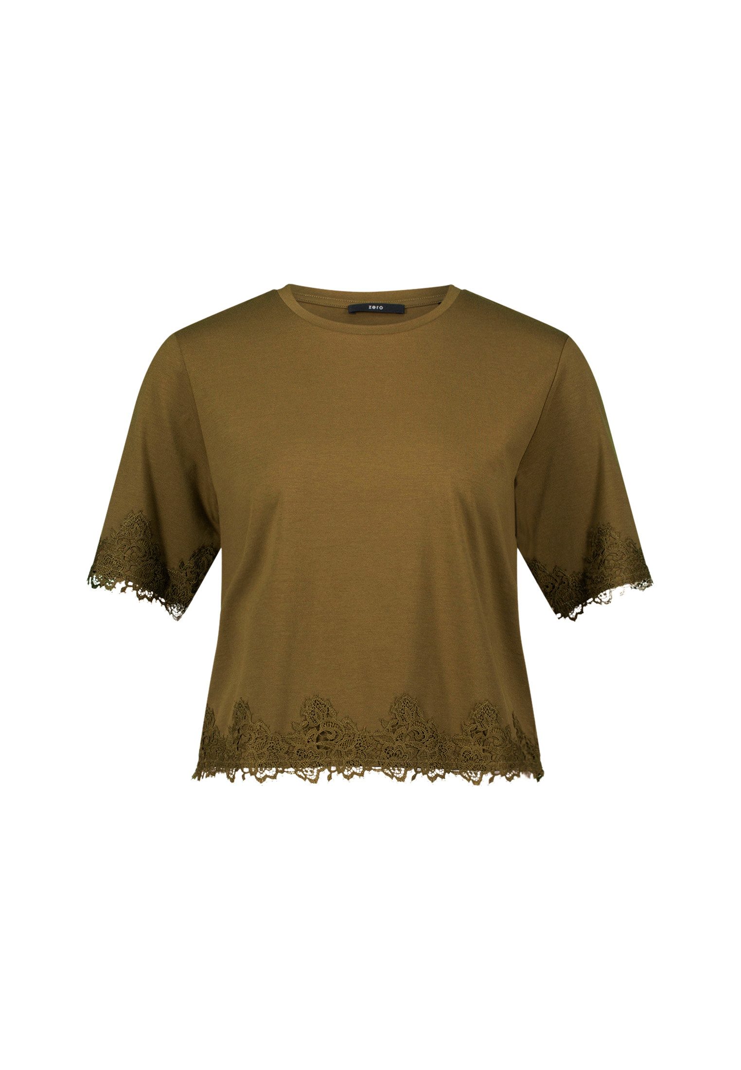 Zero Kurzarmshirt Damen Shirt mit Spitzenbesatz (1-tlg) Spitze günstig online kaufen