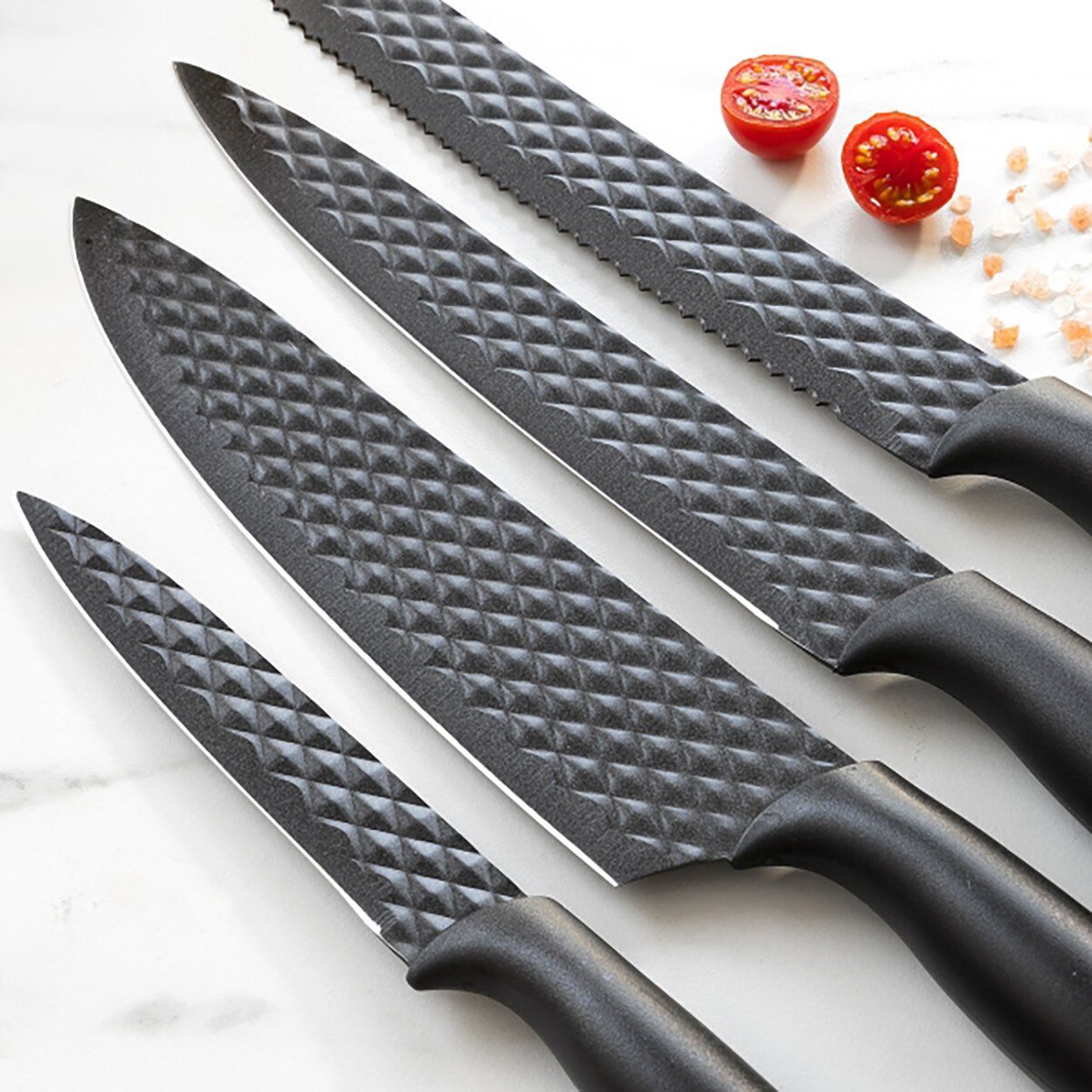 InnovaGoods 6-TEILIG, Universalküchenmesser SEHR SCHARF, DIAMANTMESSER-SET HOCHWERTIG, LANGLEBIG, SET PROFI