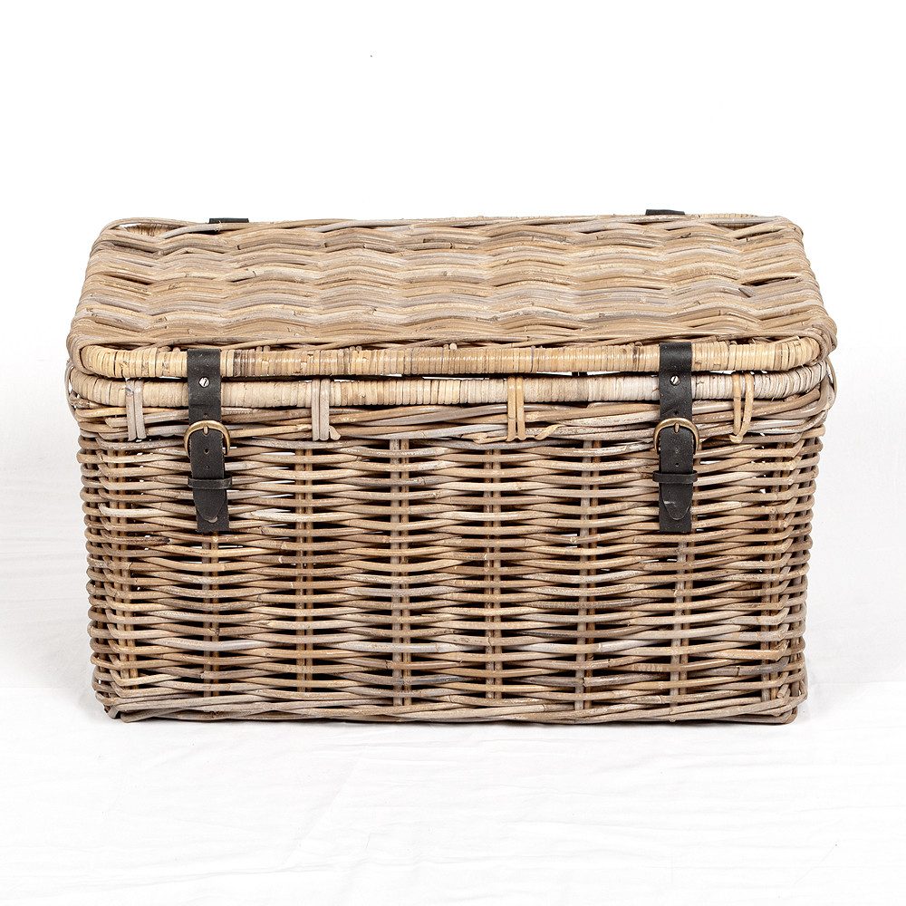 LebensWohnArt Truhe Rattan Truhe RESSY Grey ca. L70cm Couchtisch – Bild 4 von 5