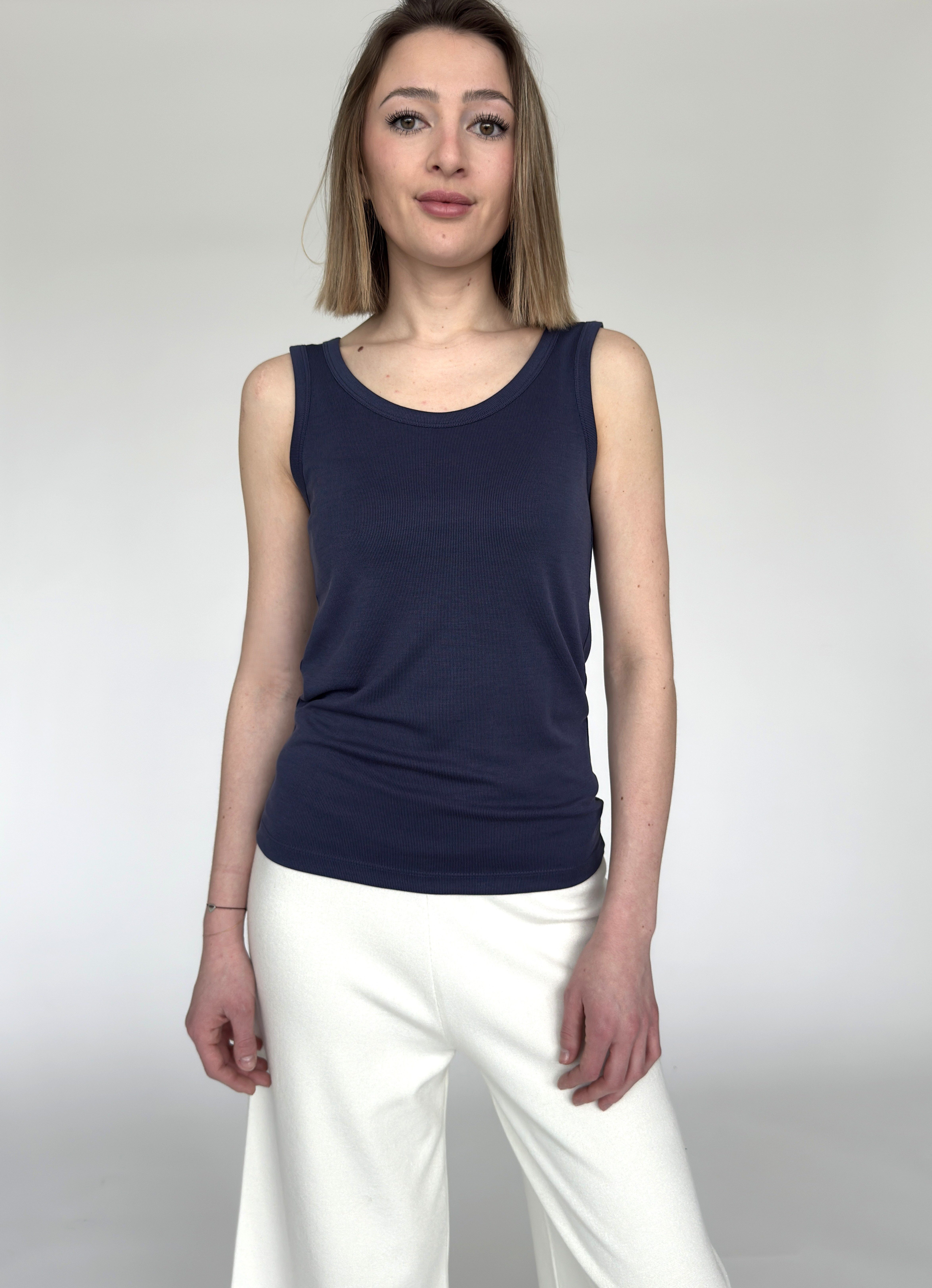 Zuckerwatte Tanktop Rippstrickoptik aus weicher Modal günstig online kaufen