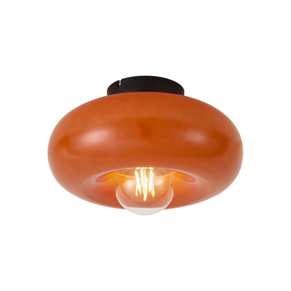 Qazqa Deckenleuchte Glaze, ohne Leuchtmittel, Warmweiß, QAZQA Deckenleuchte, e27, Orange, Metall, Retro