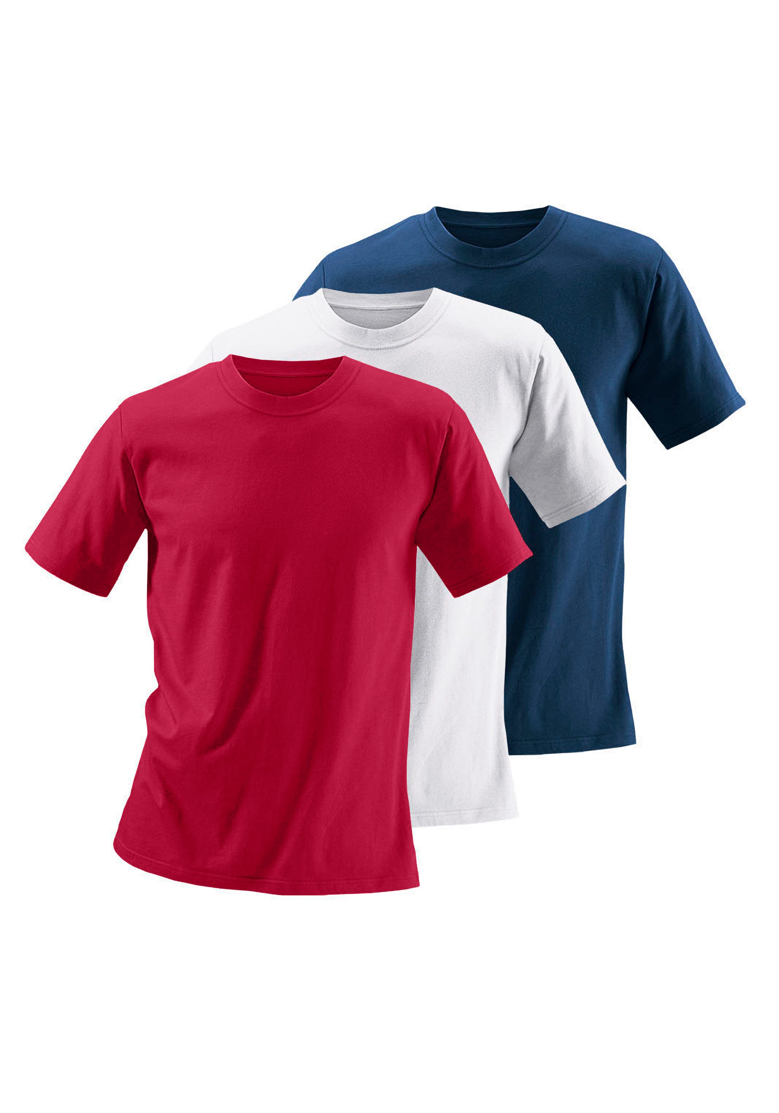 H.I.S T-Shirt, Unterziehshirt (3er-Pack) unifarben, Rundhalsausschnitt, aus Baumwolle